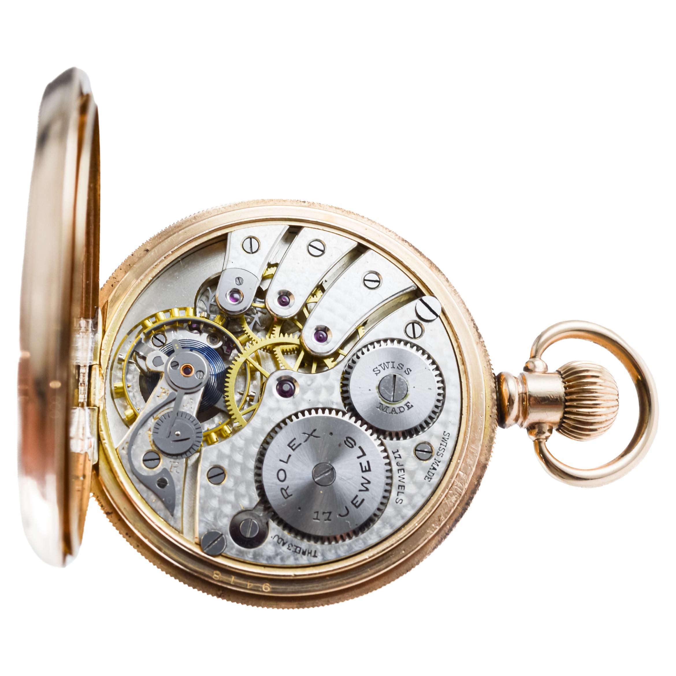 Rolex Hunter's Case Orologio da tasca in oro giallo del 1920 circa Quadrante impeccabile in vendita 11