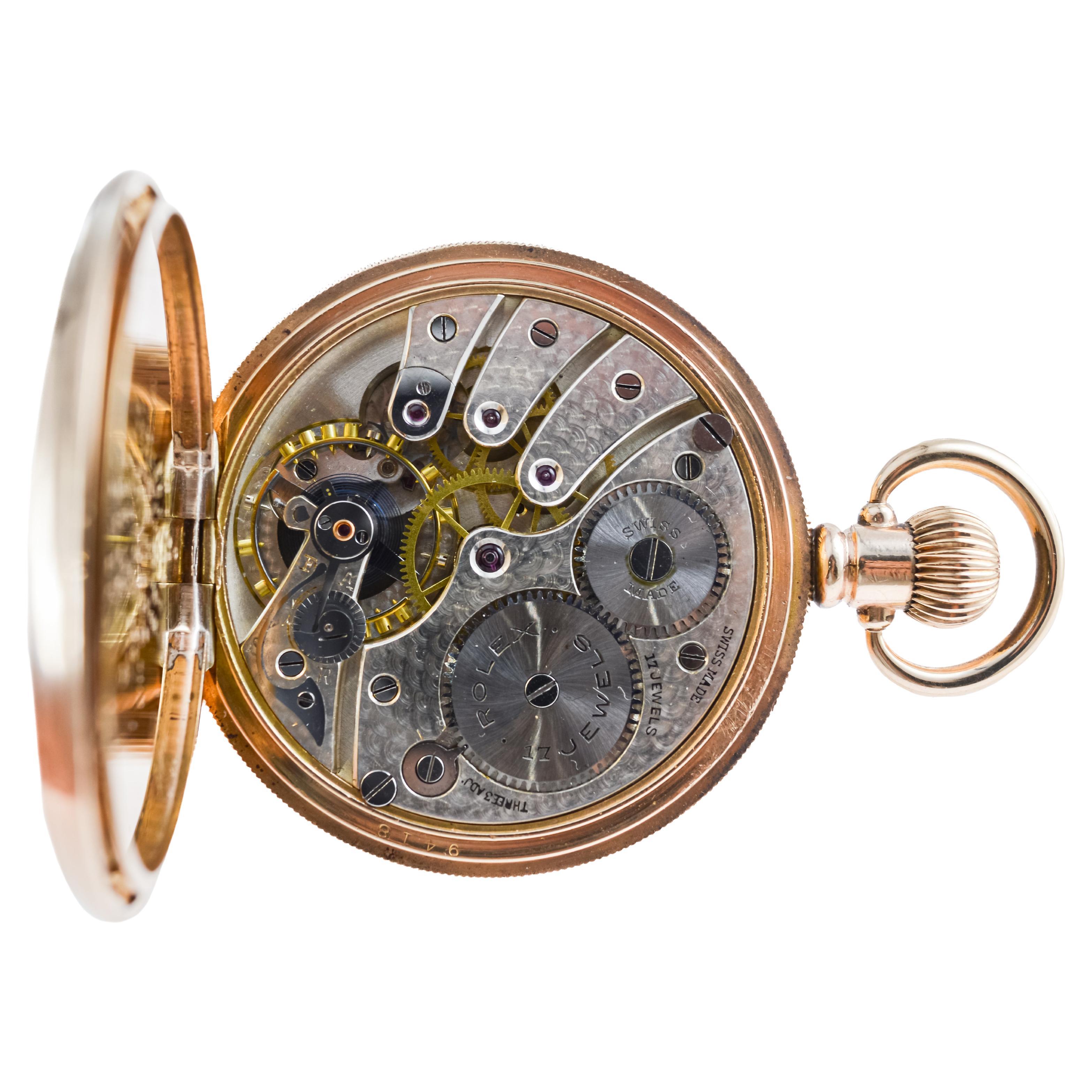 Rolex Hunter's Case Orologio da tasca in oro giallo del 1920 circa Quadrante impeccabile in vendita 12