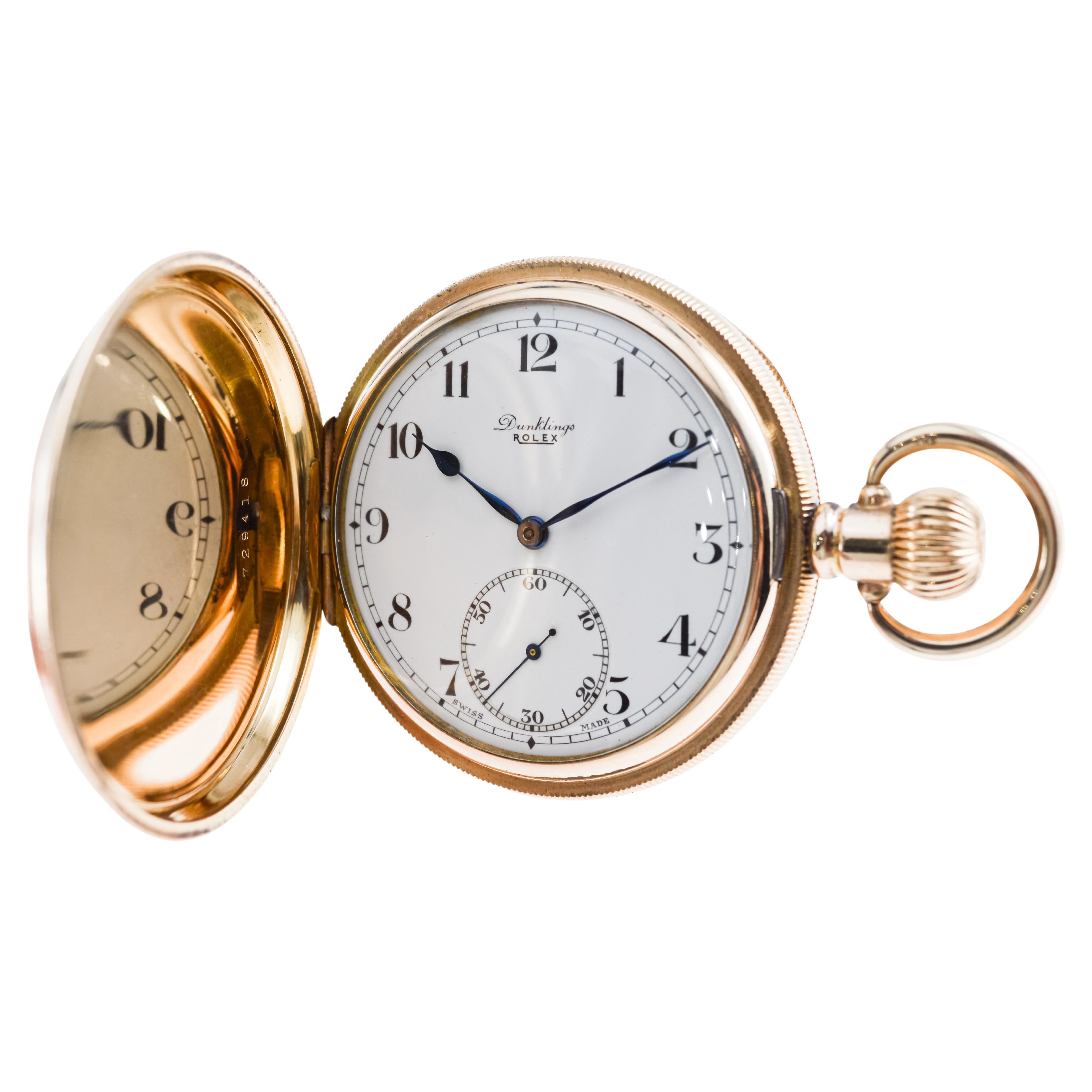 Rolex Hunter's Case Orologio da tasca in oro giallo del 1920 circa Quadrante impeccabile In condizioni ottime in vendita a Long Beach, CA