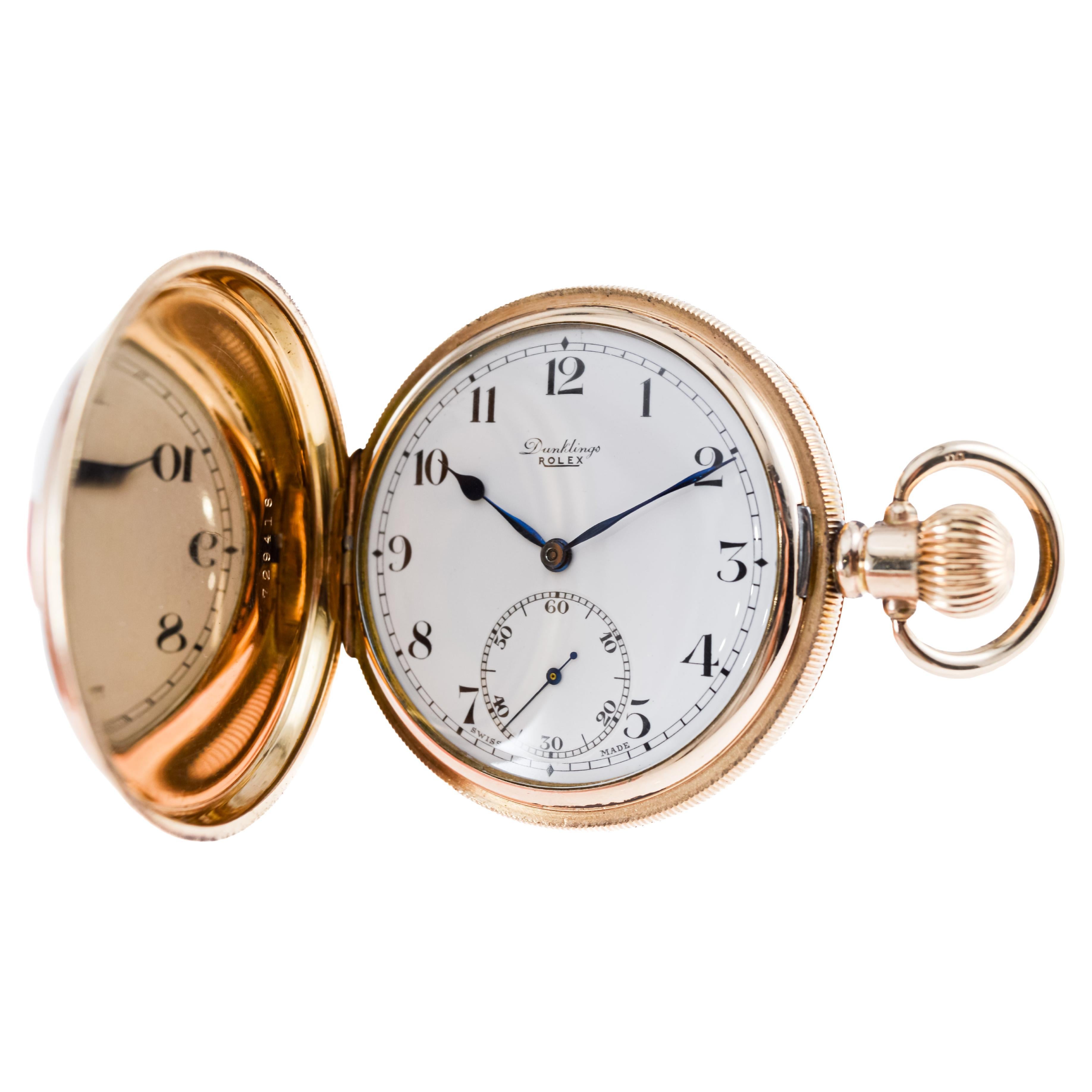 da uomo o donna Rolex Hunter's Case Orologio da tasca in oro giallo del 1920 circa Quadrante impeccabile in vendita