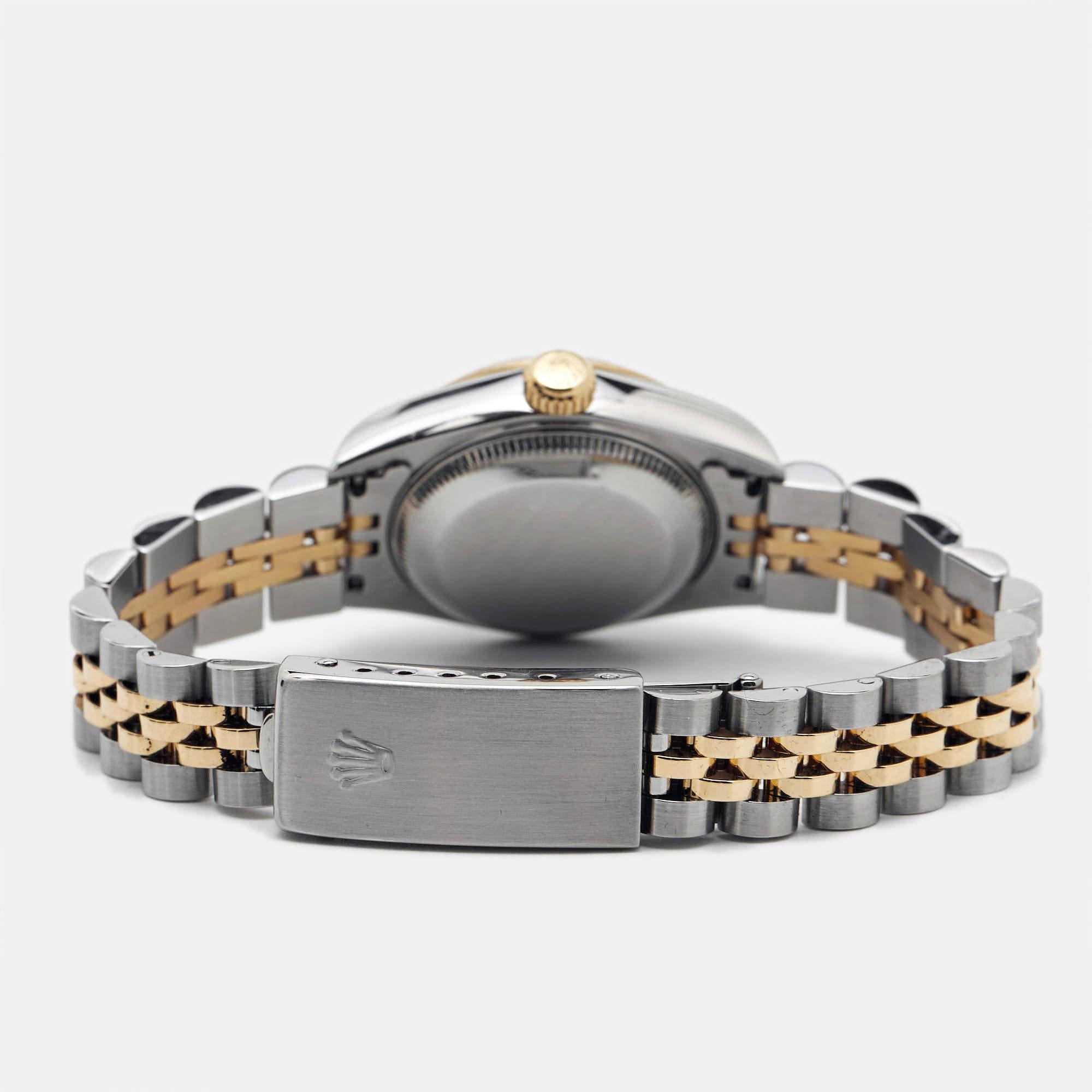 Rolex Ivory 18K Yellow Gold Stainless Steel Datejust 69173 Women's Wristwatch 4