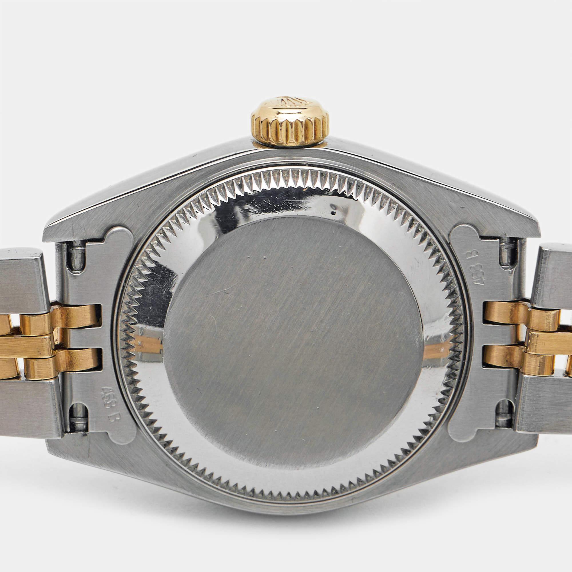 Rolex Ivory 18K Yellow Gold Stainless Steel Datejust 69173 Women's Wristwatch 5
