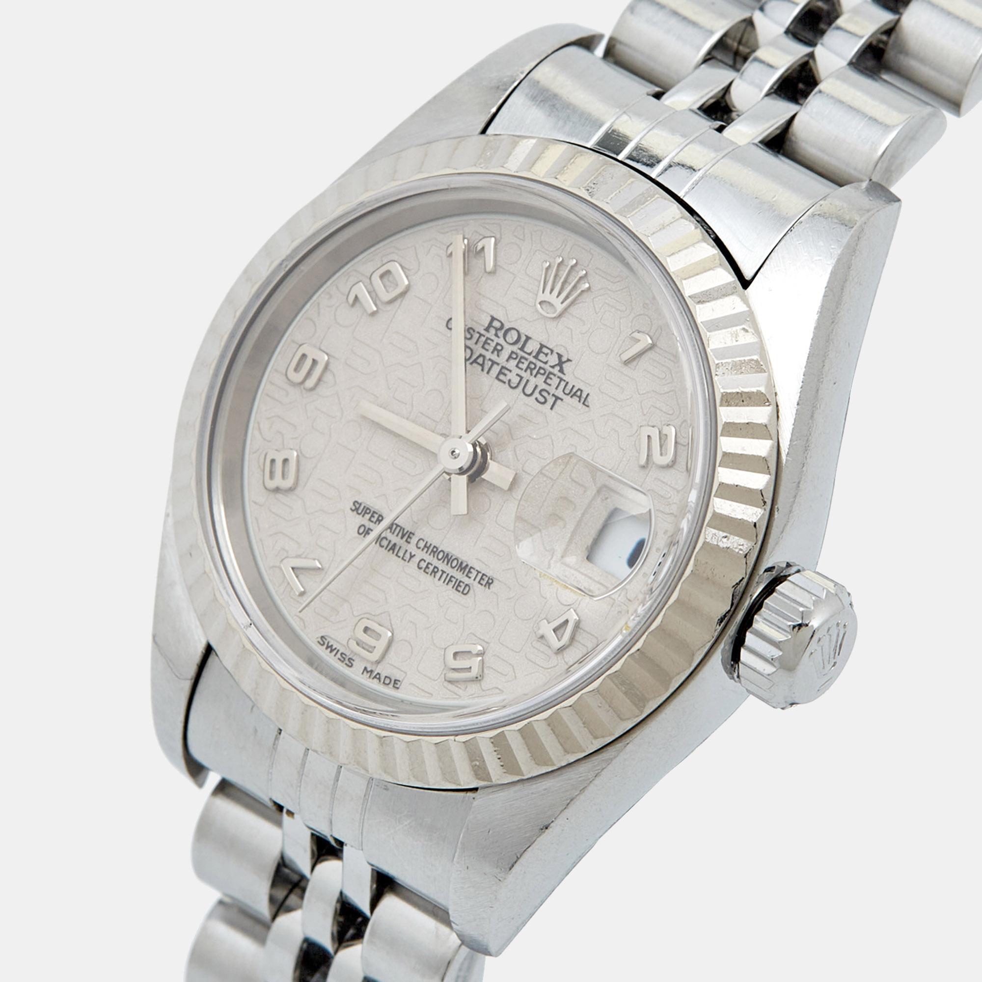 Rolex Ivory Jubilee 18k Gold Stainless Steel 79174 Women's Wristwatch 26 mm In Fair Condition In Dubai, Al Qouz 2