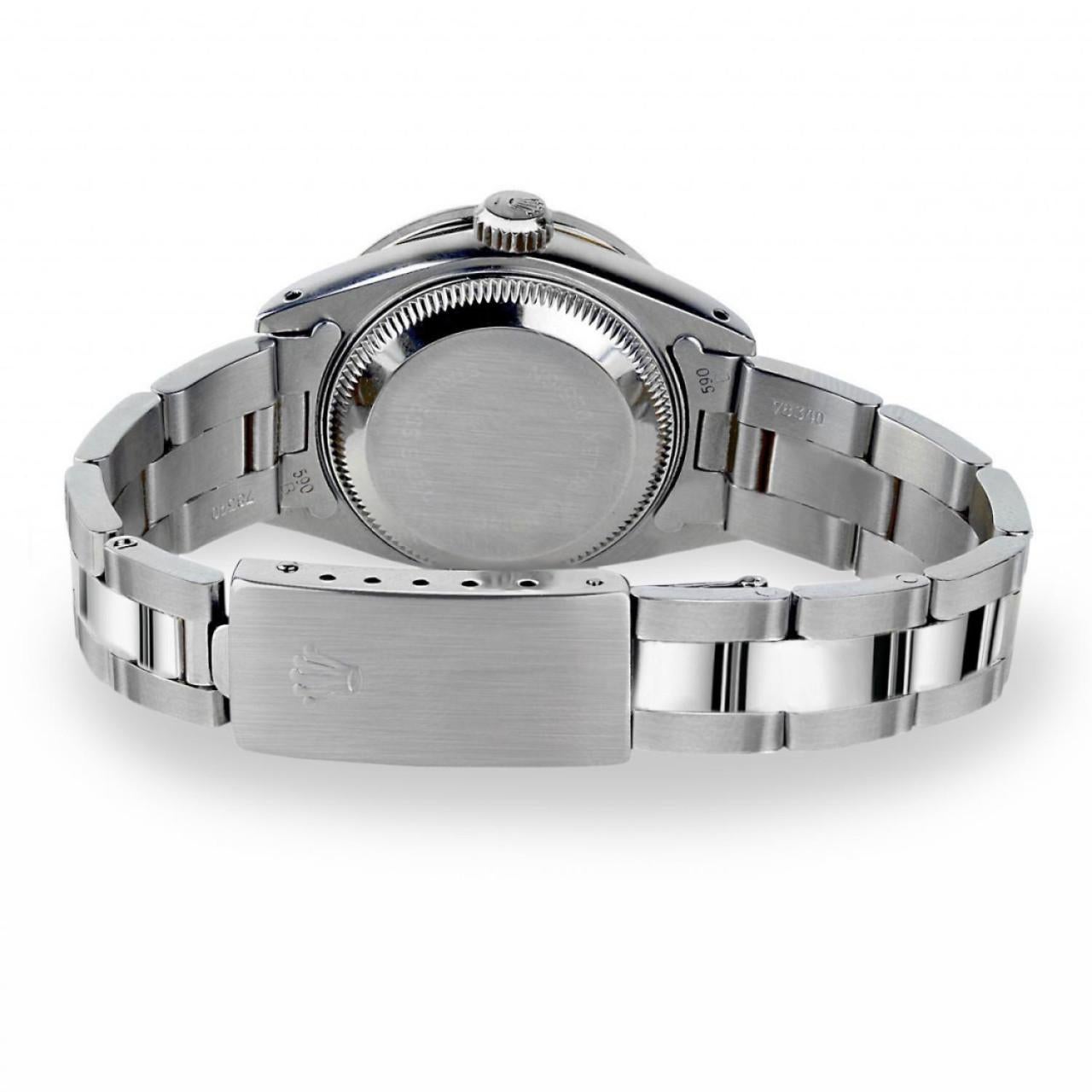 Montre Rolex Ivory Roman Datejust en acier inoxydable avec lunette en diamants 69160 Excellent état - En vente à New York, NY