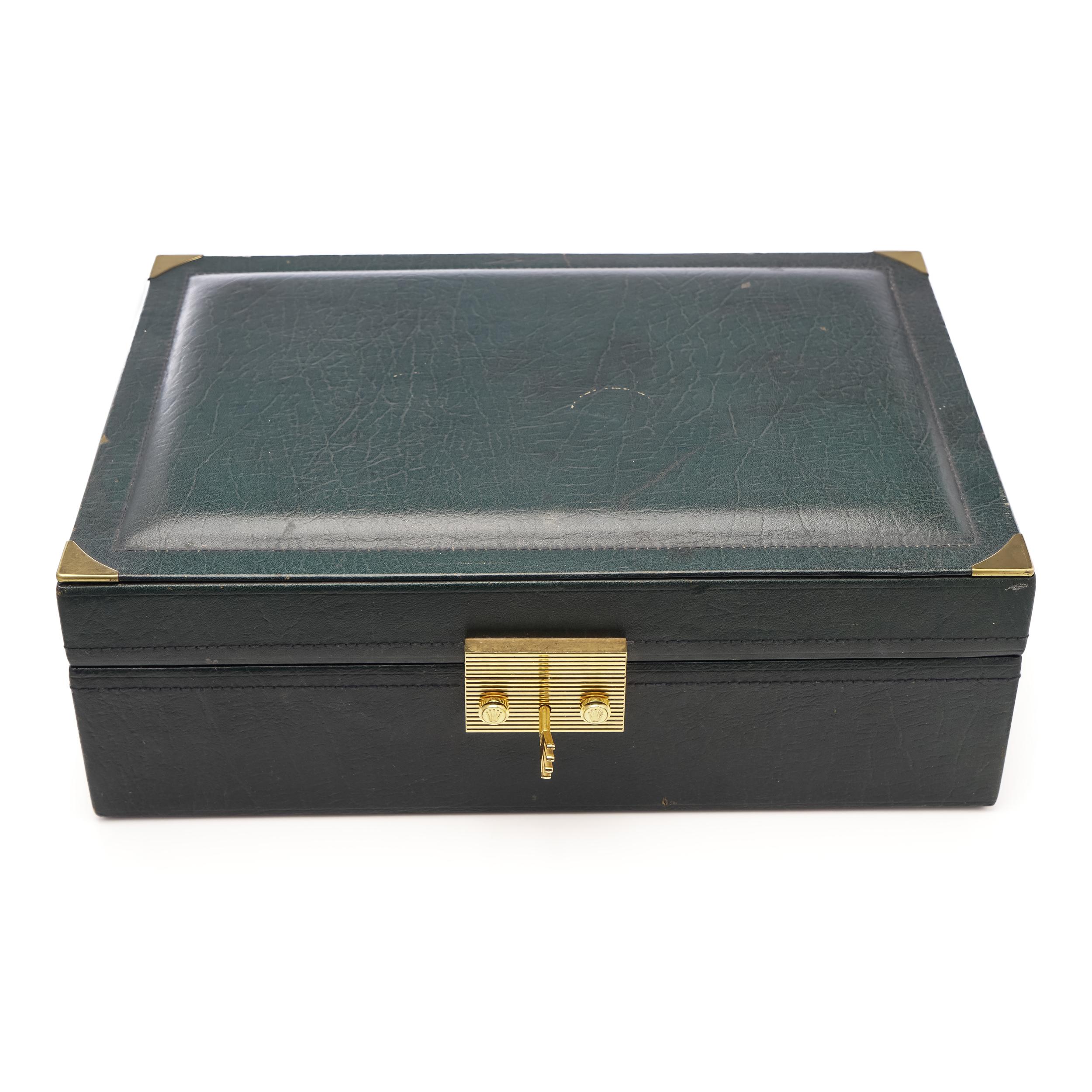 Swiss Rolex Jumbo vintage classic green leather presentation watch and jewellery box