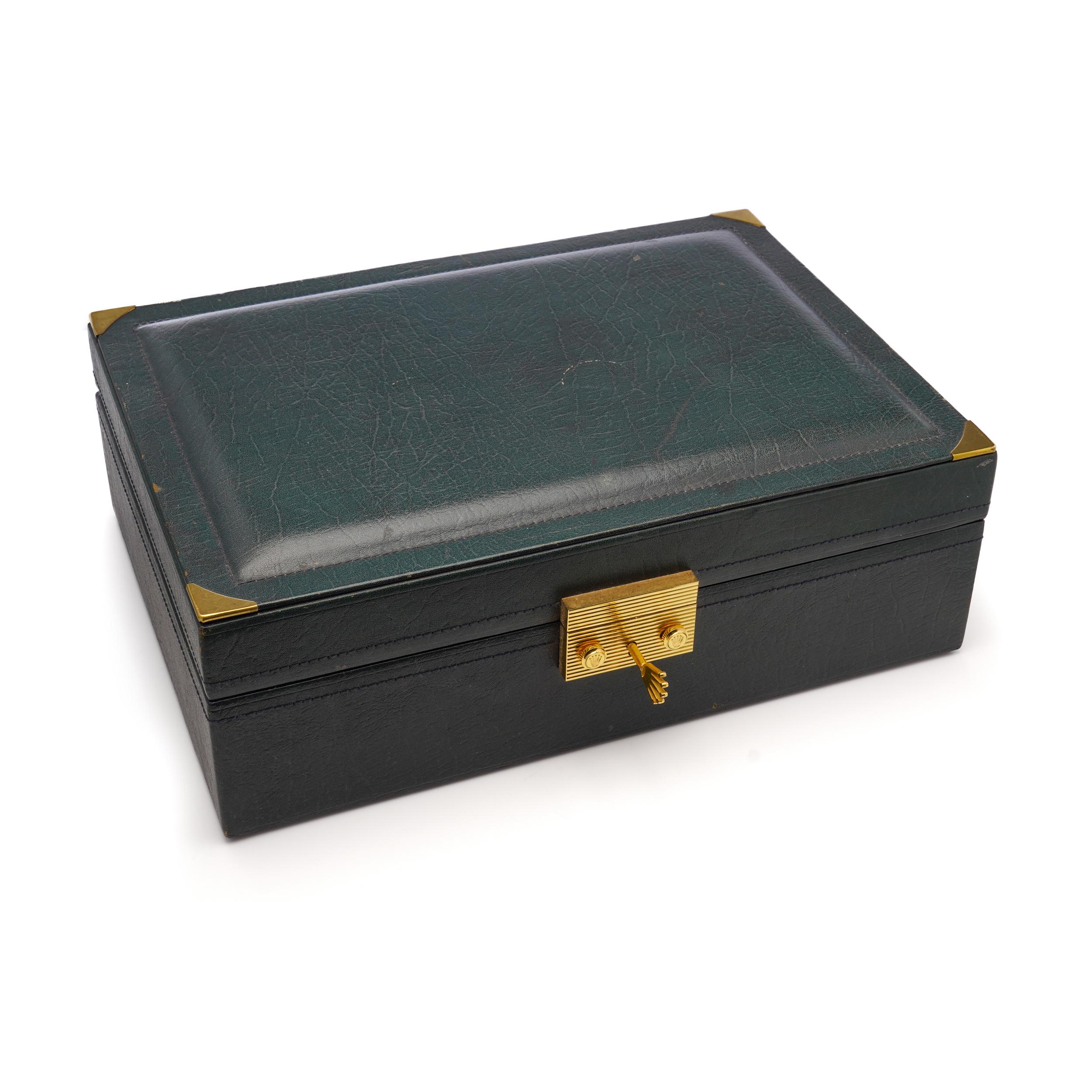 20th Century Rolex Jumbo vintage classic green leather presentation watch and jewellery box