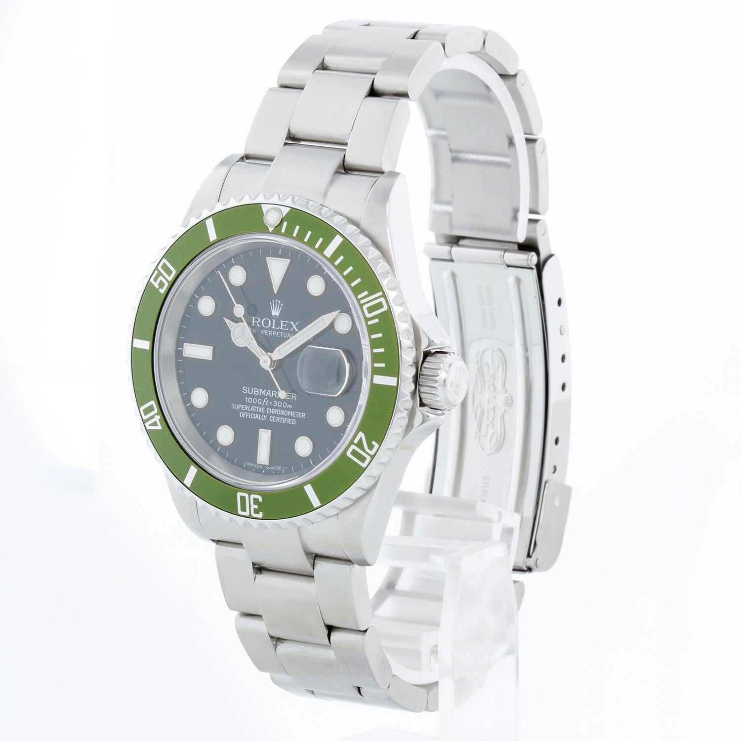 Rolex Kermit Submariner Herren  Edelstahl Uhr 16610 im Zustand „Hervorragend“ im Angebot in Dallas, TX