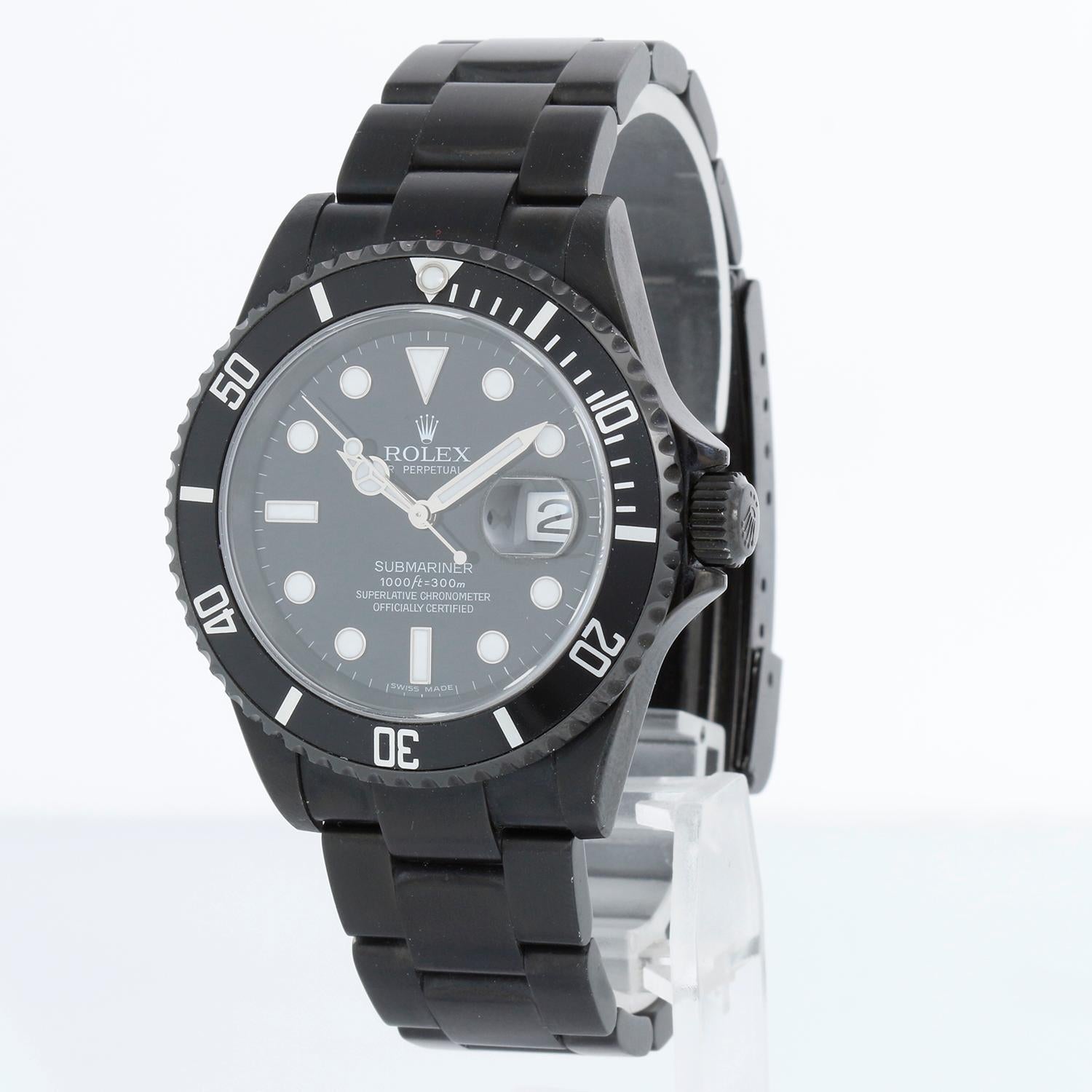 Rolex Kermit Submariner Project X Men's Steel Black DLC Watch 16610 2