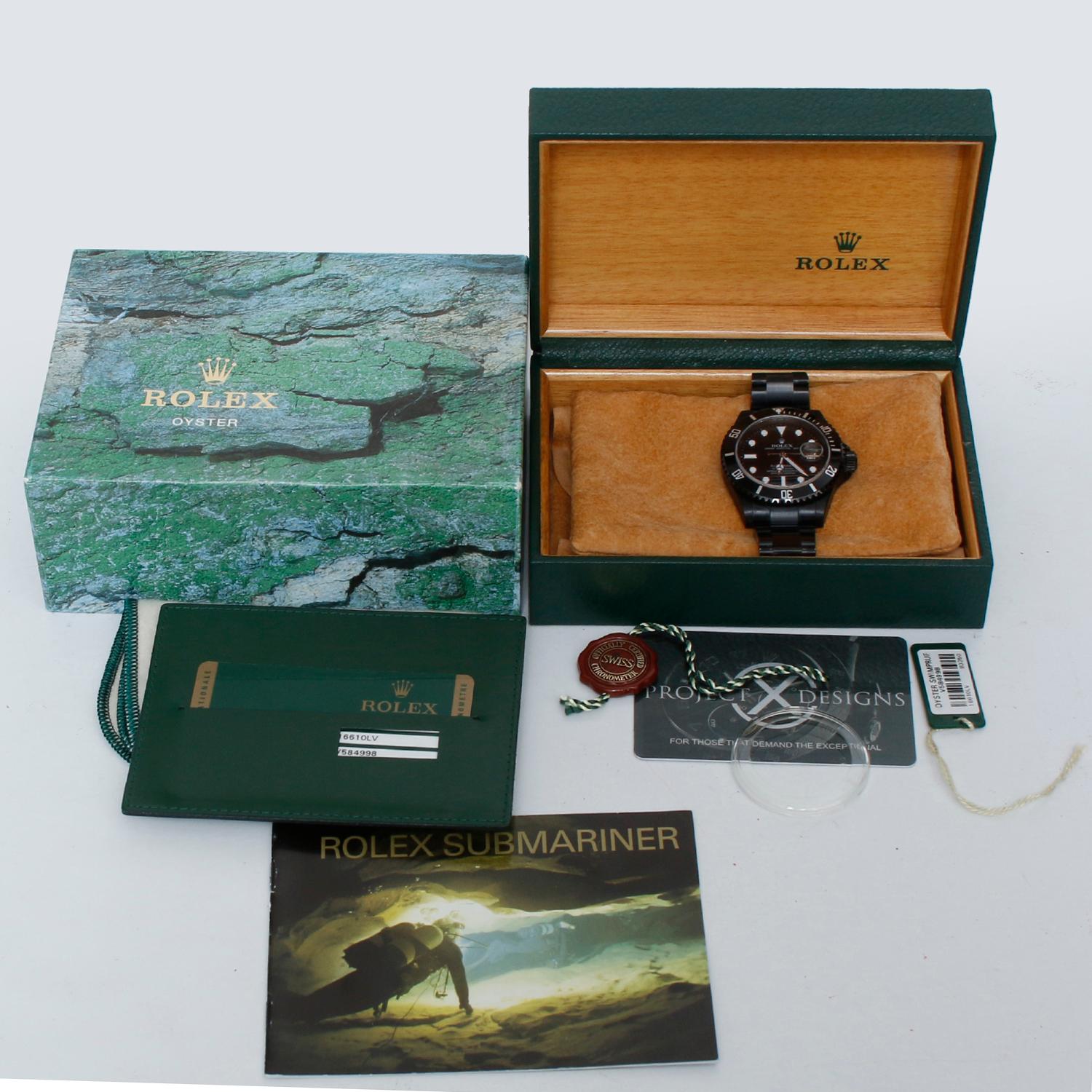 Rolex Kermit Submariner Project X Men's Steel Black DLC Watch 16610 6