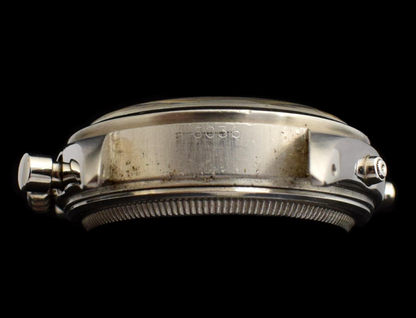 Montre chronographe en acier à remontage manuel Rolex Killy Triple Date Calendar 6036, 1954 en vente 5