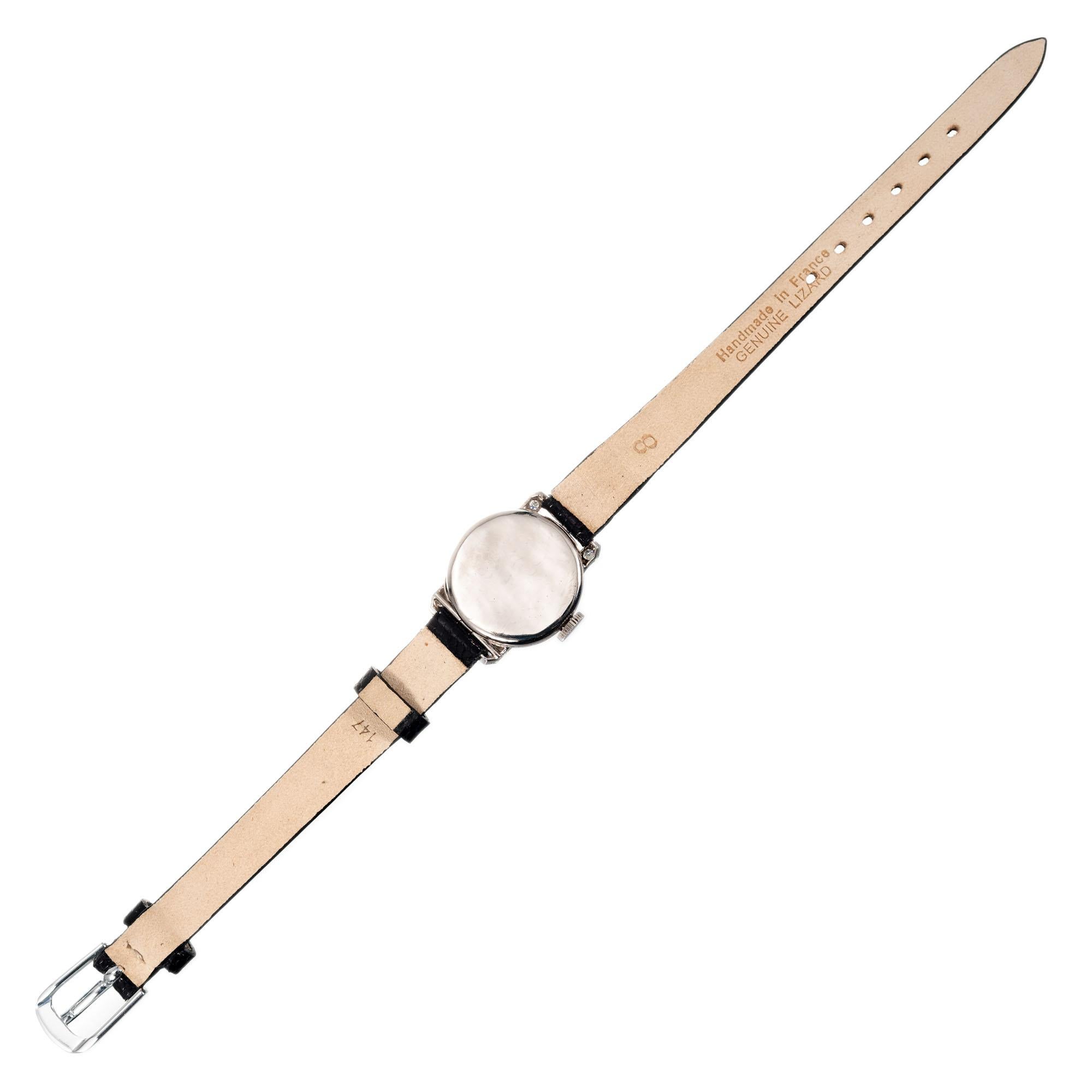 Women's Rolex Ladies 0.33 Carat Diamond Platinum Manual Wind Art Deco Wristwatch