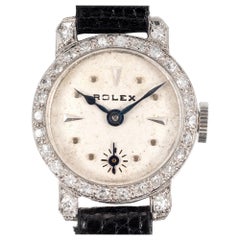 Antique Rolex Ladies 0.33 Carat Diamond Platinum Manual Wind Art Deco Wristwatch