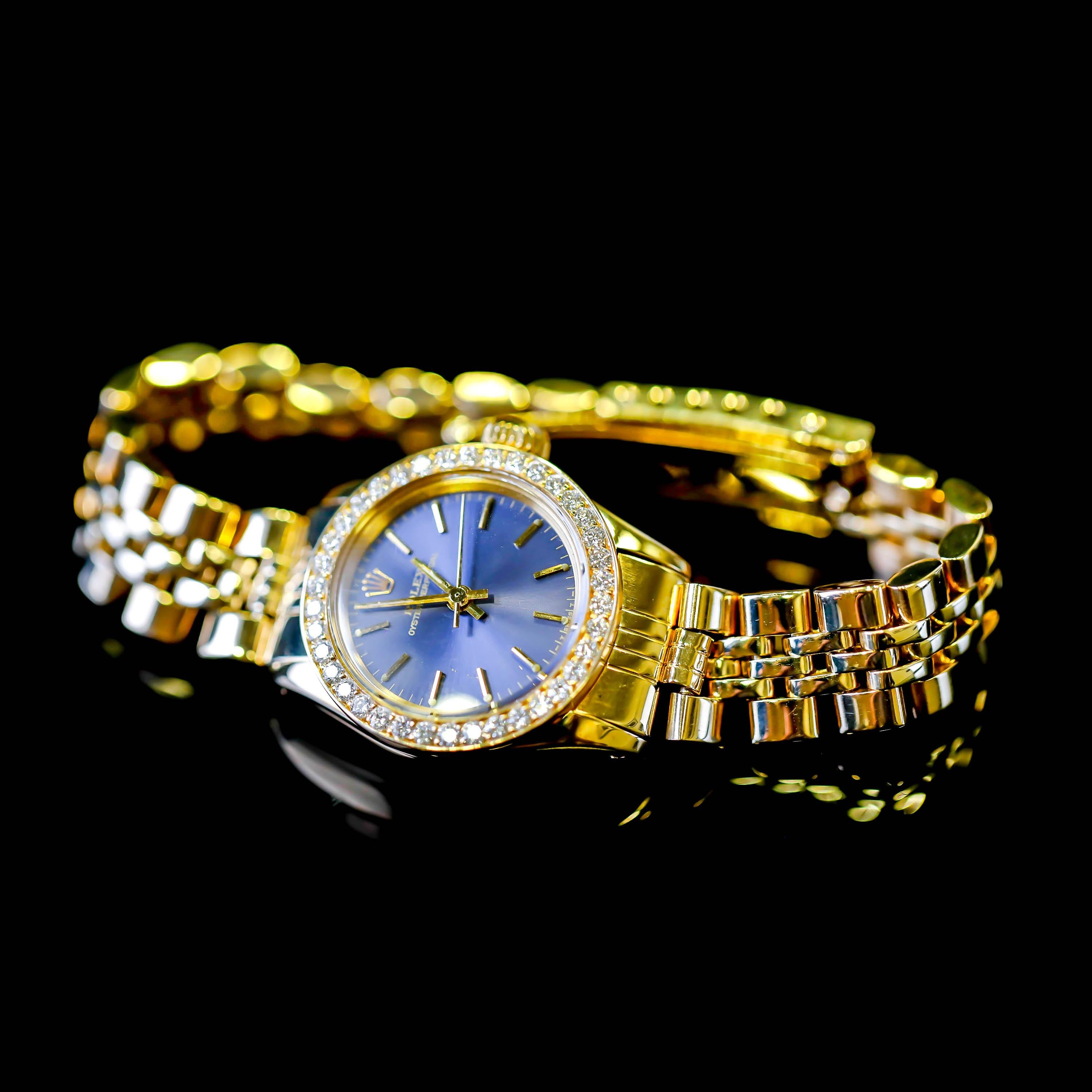 Rolex Ladies 14K Yellow Gold Jubilee Custom Diamond Dial Automatic Wristwatch 1