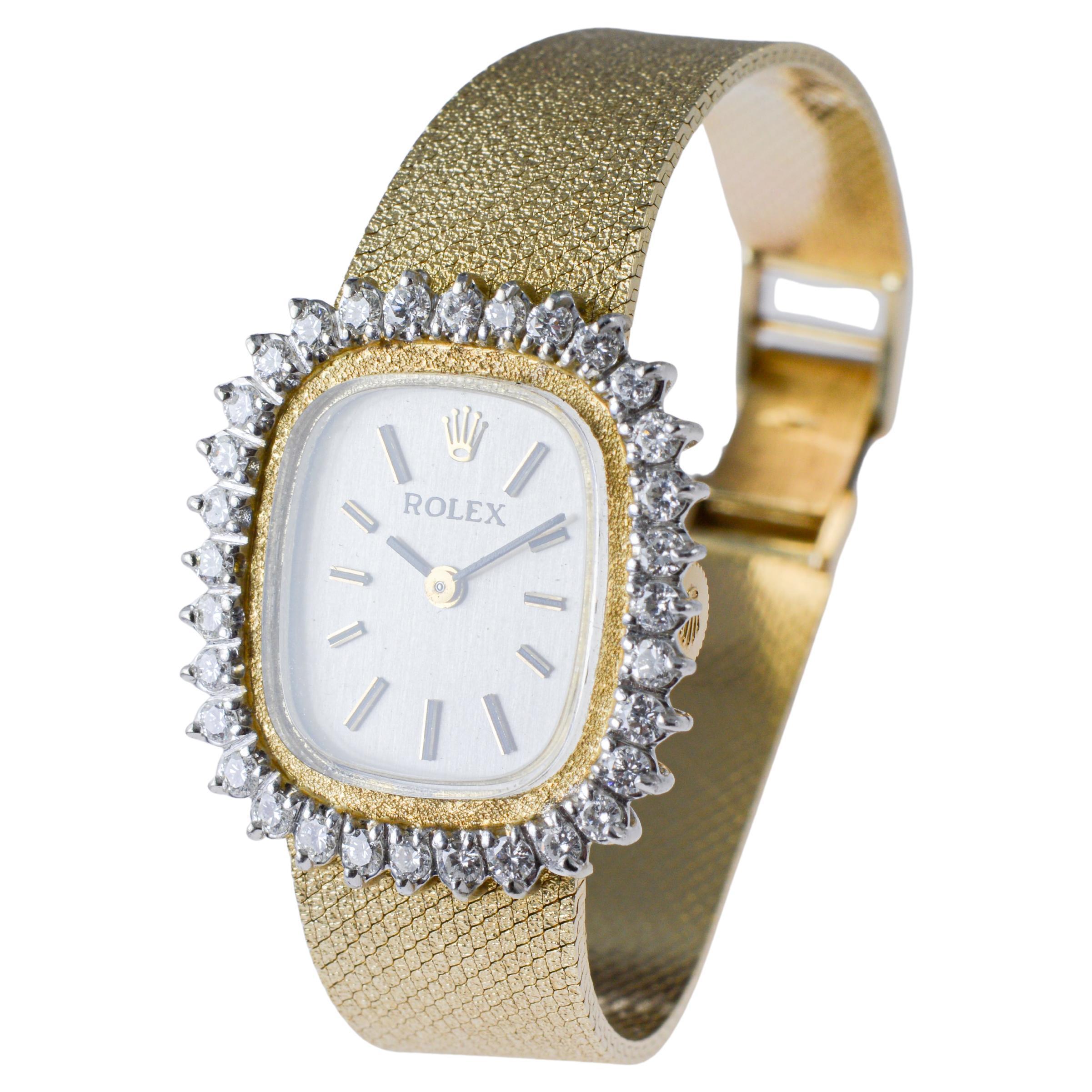 Rolex Ladies 14Kt Solid Gold Diamond Dress Watch 1970's all Original 5