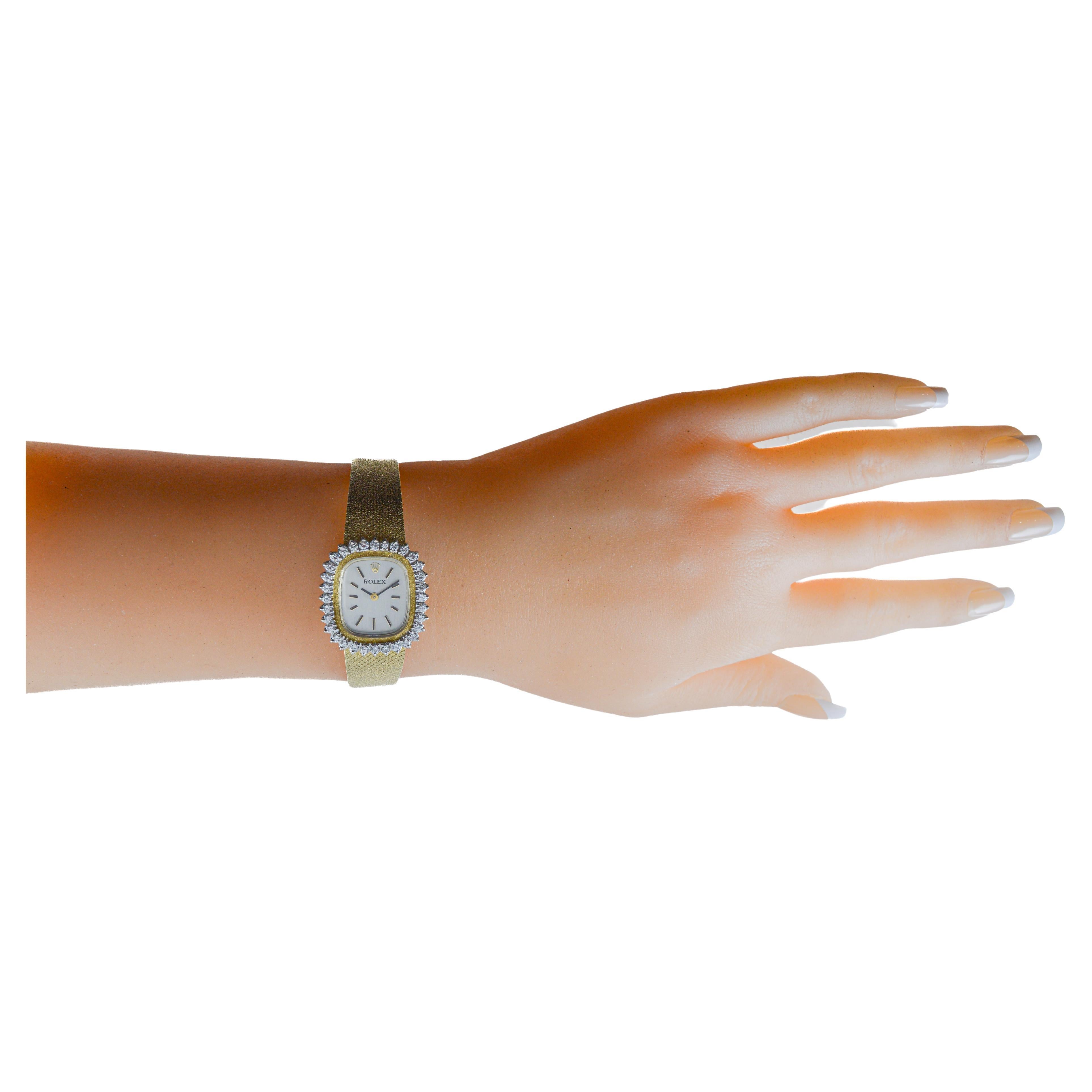 Rolex Ladies 14Kt Solid Gold Diamond Dress Watch 1970's all Original 10
