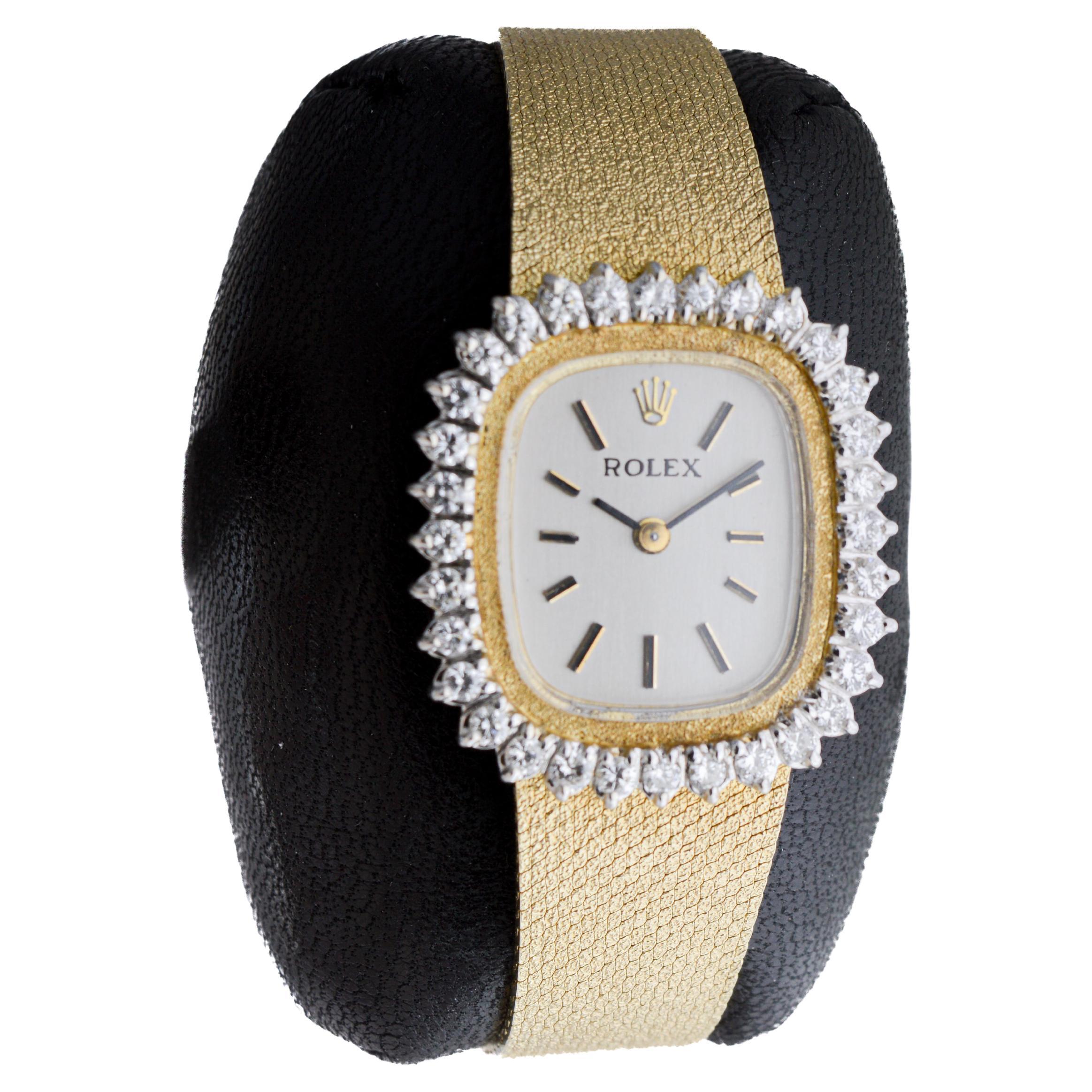 Modern Rolex Ladies 14Kt Solid Gold Diamond Dress Watch 1970's all Original