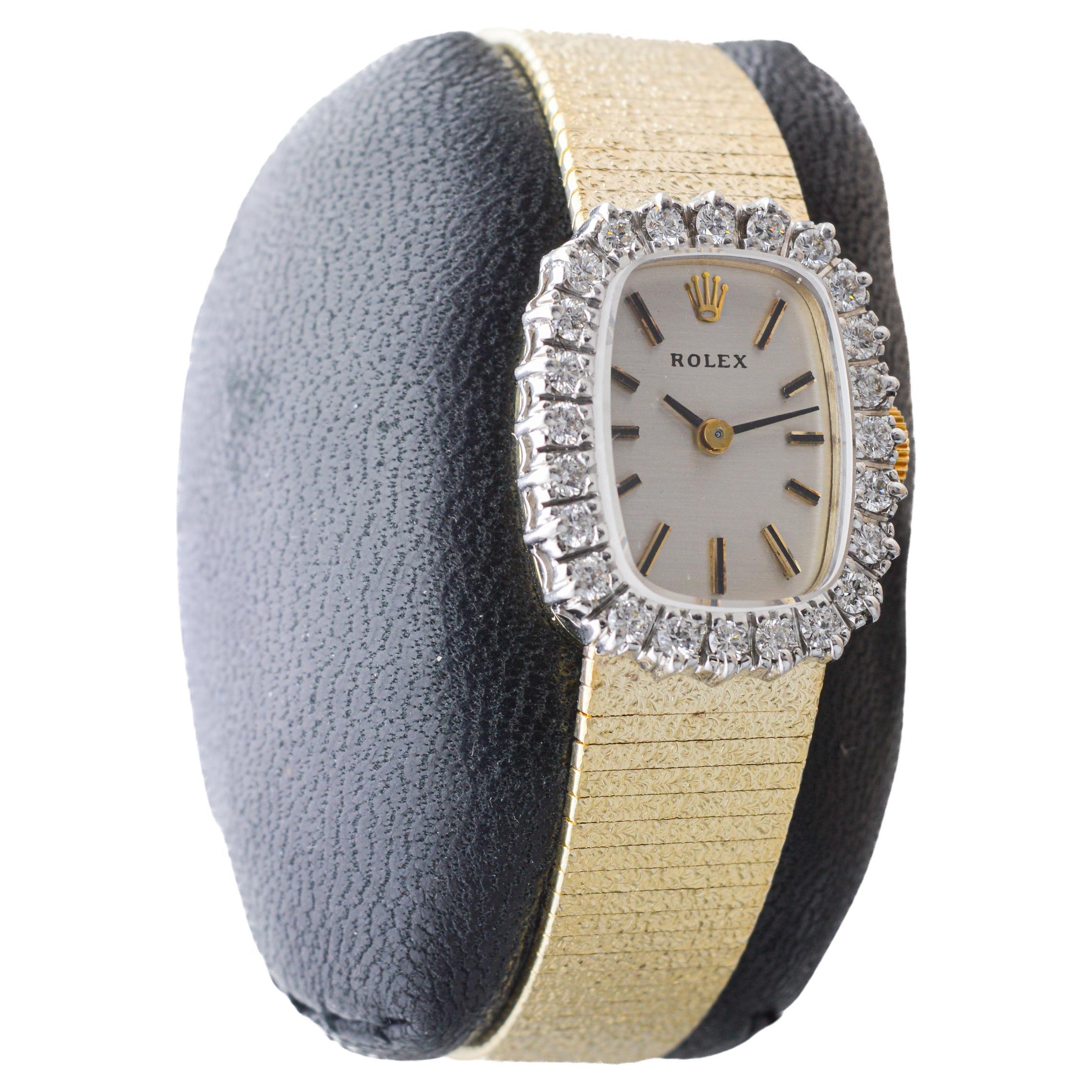 Art Déco Rolex Orologio da donna in oro massiccio 14Kt e diamanti, anni '60 circa