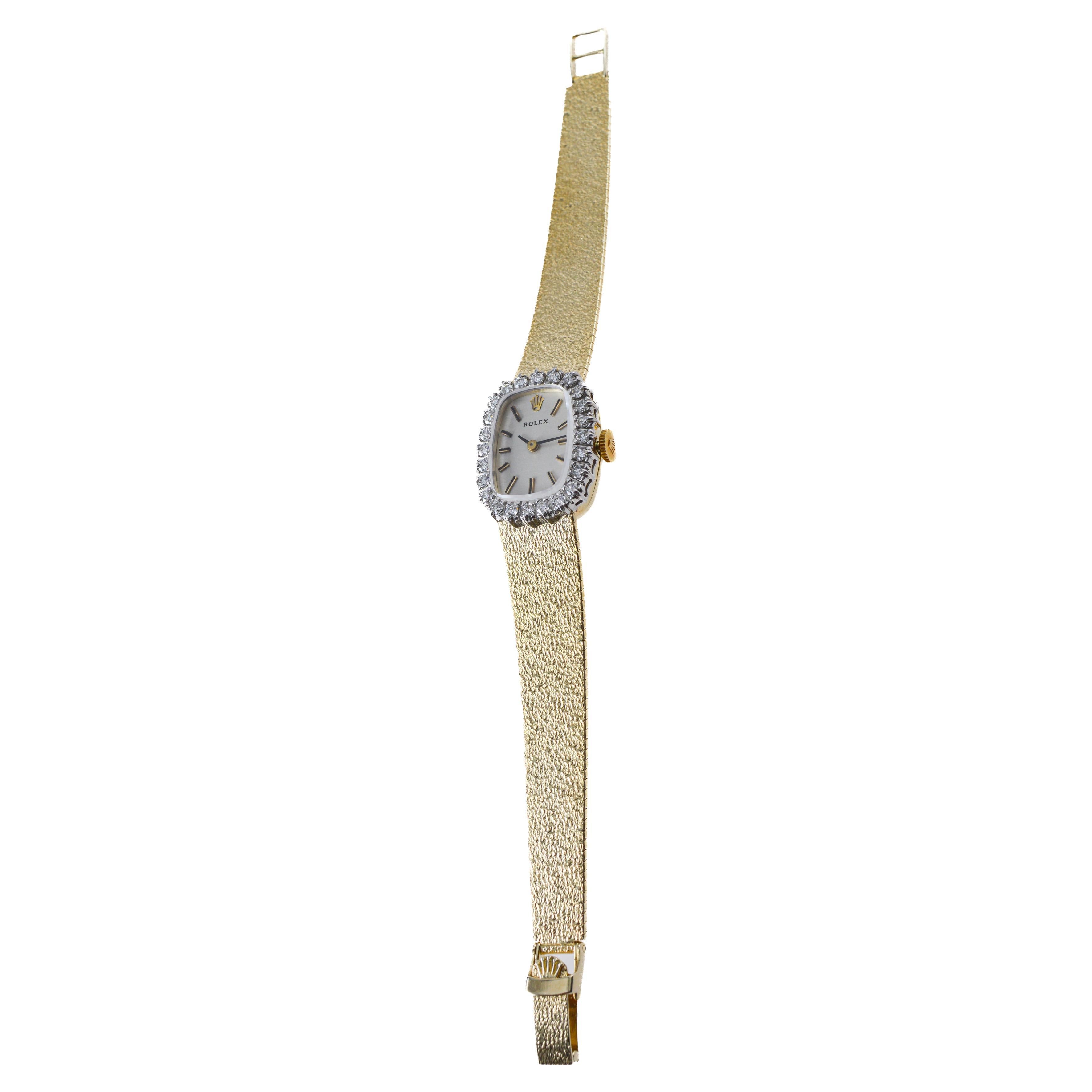 Rolex Orologio da donna in oro massiccio 14Kt e diamanti, anni '60 circa 3