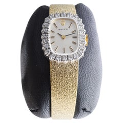 Reloj Rolex de señora de oro macizo de 14 quilates y diamantes circa años 60