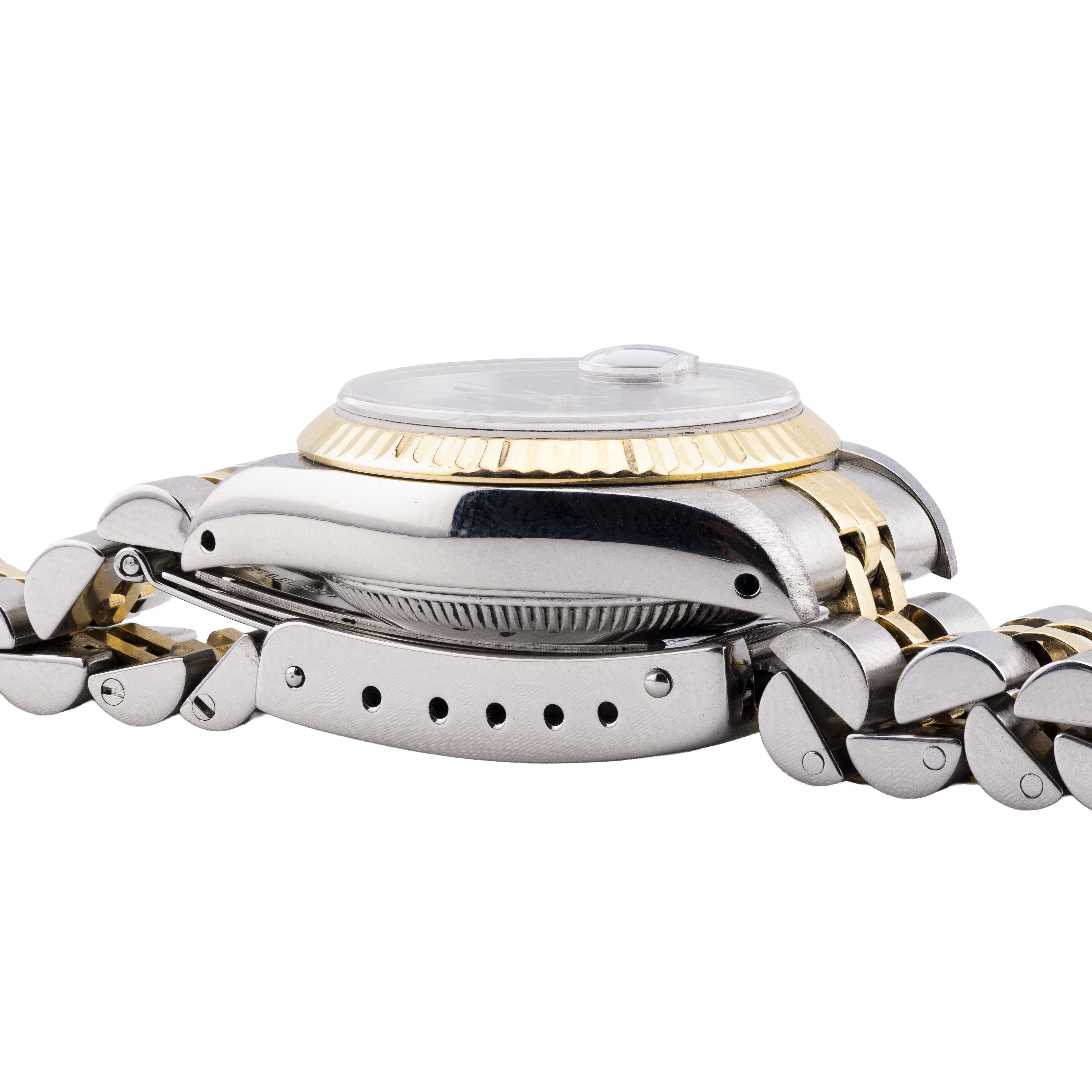 Contemporaneo Rolex Datejust da donna in oro 18 carati e acciaio inossidabile con quadrante nero in vendita