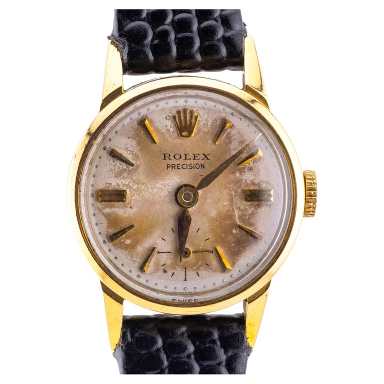 Rolex Ladies 18 Karat Yellow Gold Vintage Precision Wrist Watch For Sale at 1stDibs