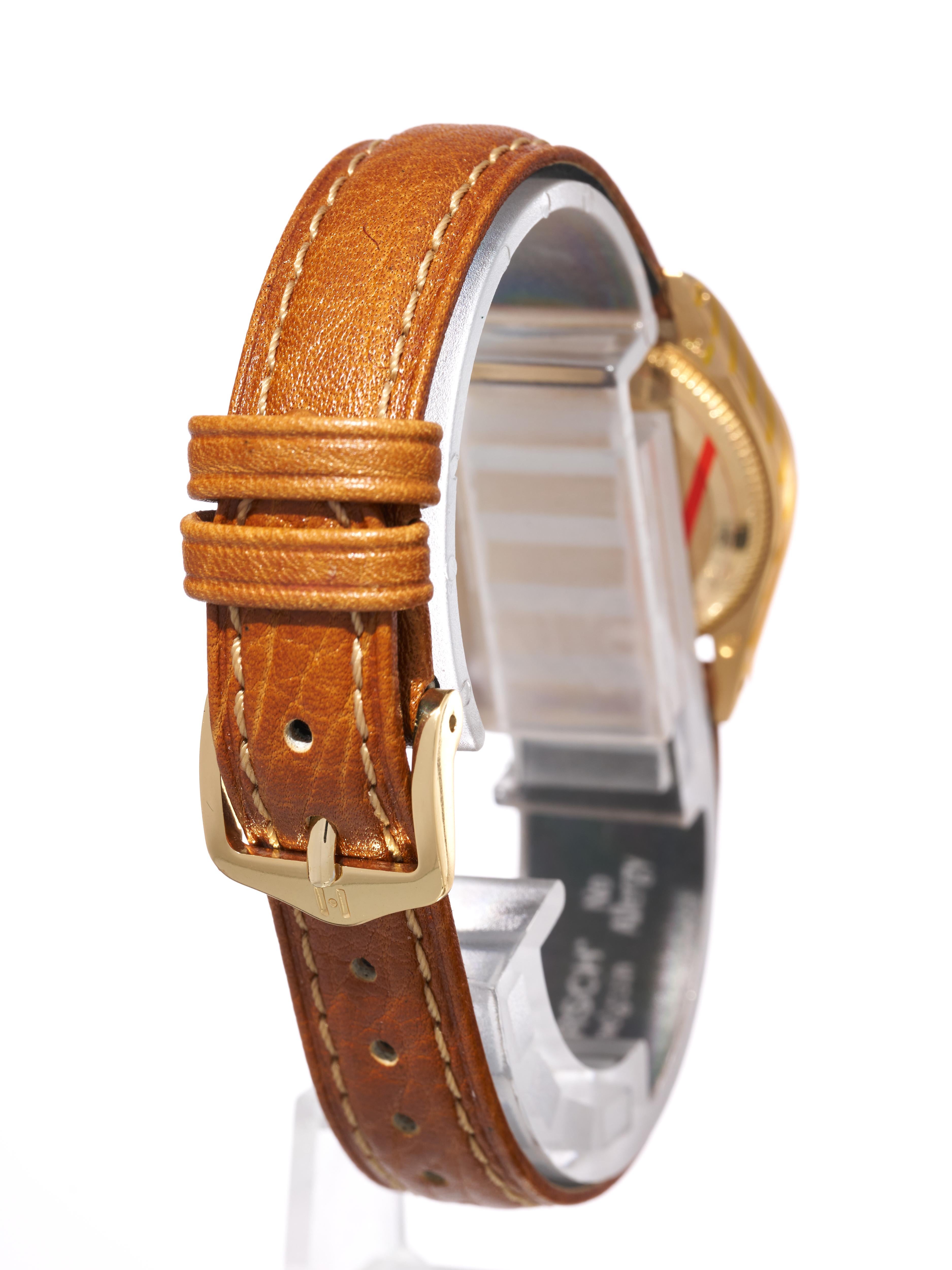 Rolex Ladies 18K Gold Watch 24mm Oyster Perpetual Zephyr Bezel Quadrant Dial 83 In Good Condition In London, GB