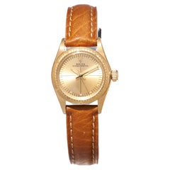 Rolex Ladies 18K Gold Watch 24mm Oyster Perpetual Zephyr Bezel Quadrant Dial 83