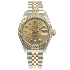 Rolex Ladies 18K Yellow and Gold Stainless Steel Datejust with Champagne Dial