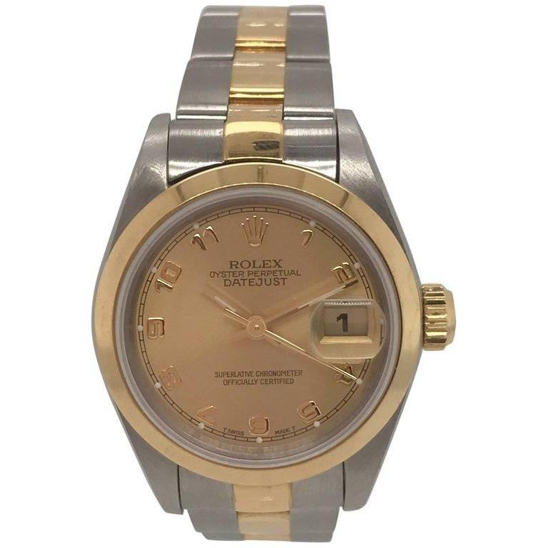 Rolex Ladies 18K Yellow Gold & Stainless Steel Datejust Wristwatch, Circa 1995