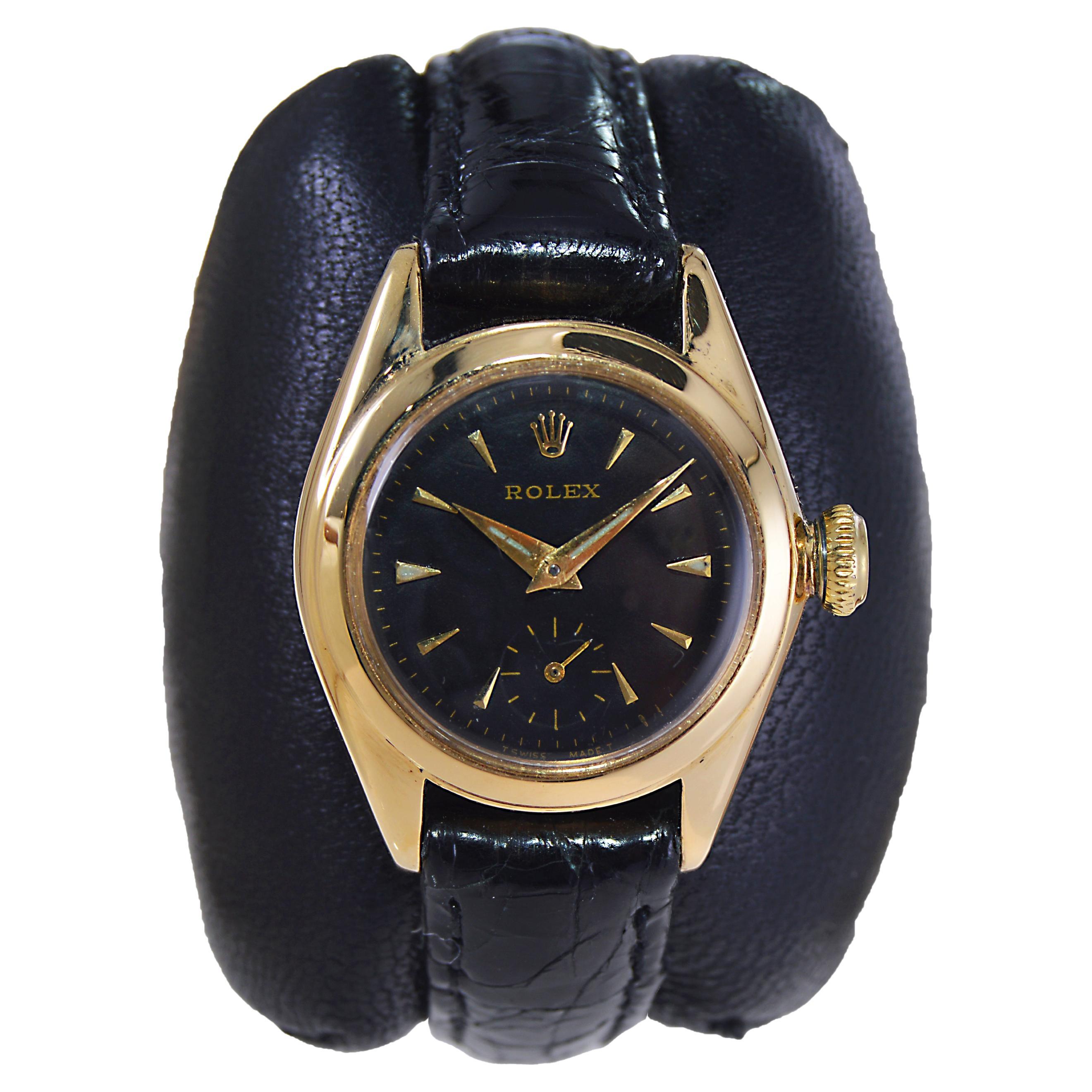 Rolex Ladies 18Kt. Gold Early Perpetual Winding "Bubble Back" Watch, circa 1949 For Sale