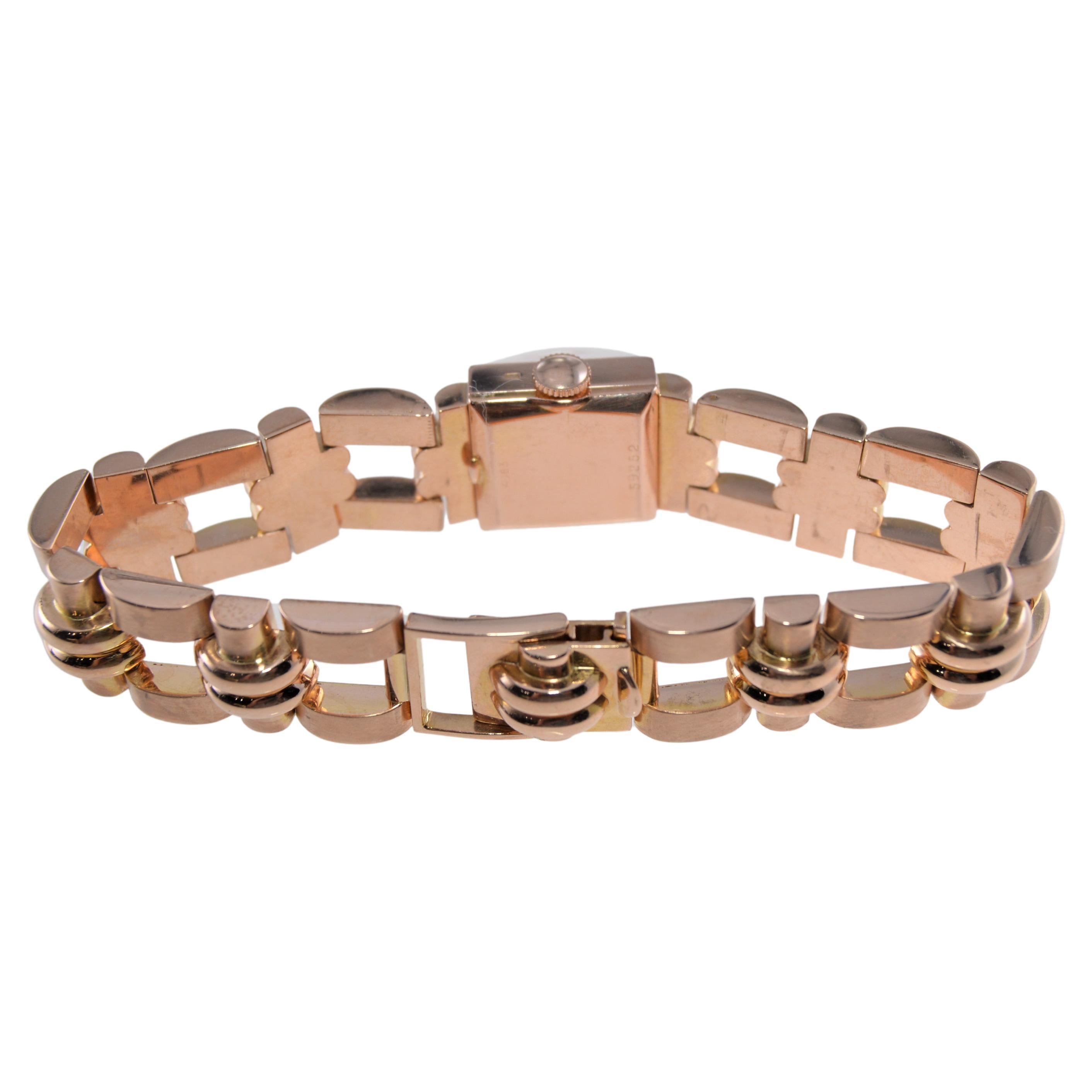Rolex Ladies 18Kt. Solid Rose Gold Art Deco Bracelet Watch From 1954 4