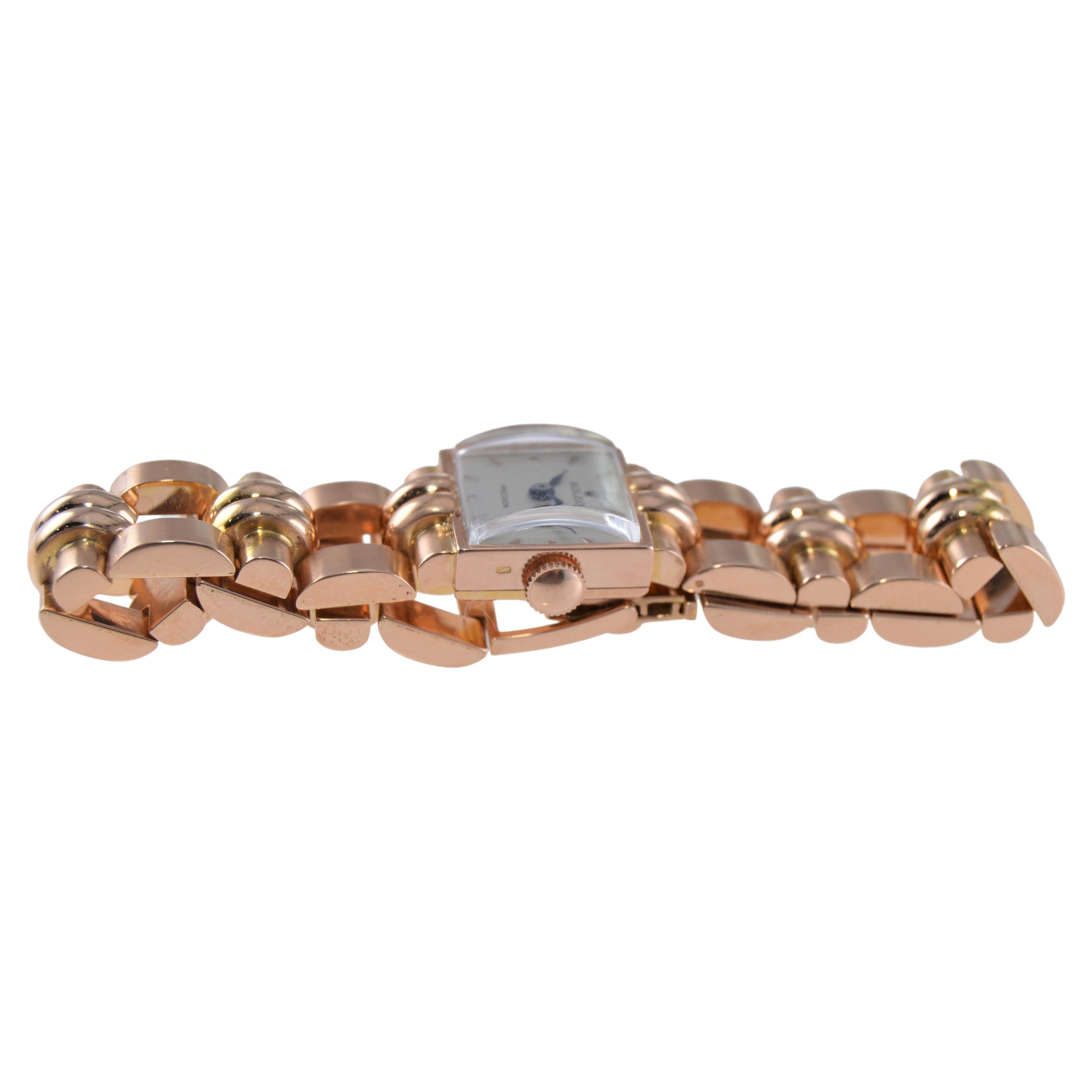 Rolex Ladies 18Kt. Solid Rose Gold Art Deco Bracelet Watch From 1954 3