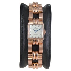 Vintage Rolex Ladies 18Kt. Solid Rose Gold Art Deco Bracelet Watch From 1954