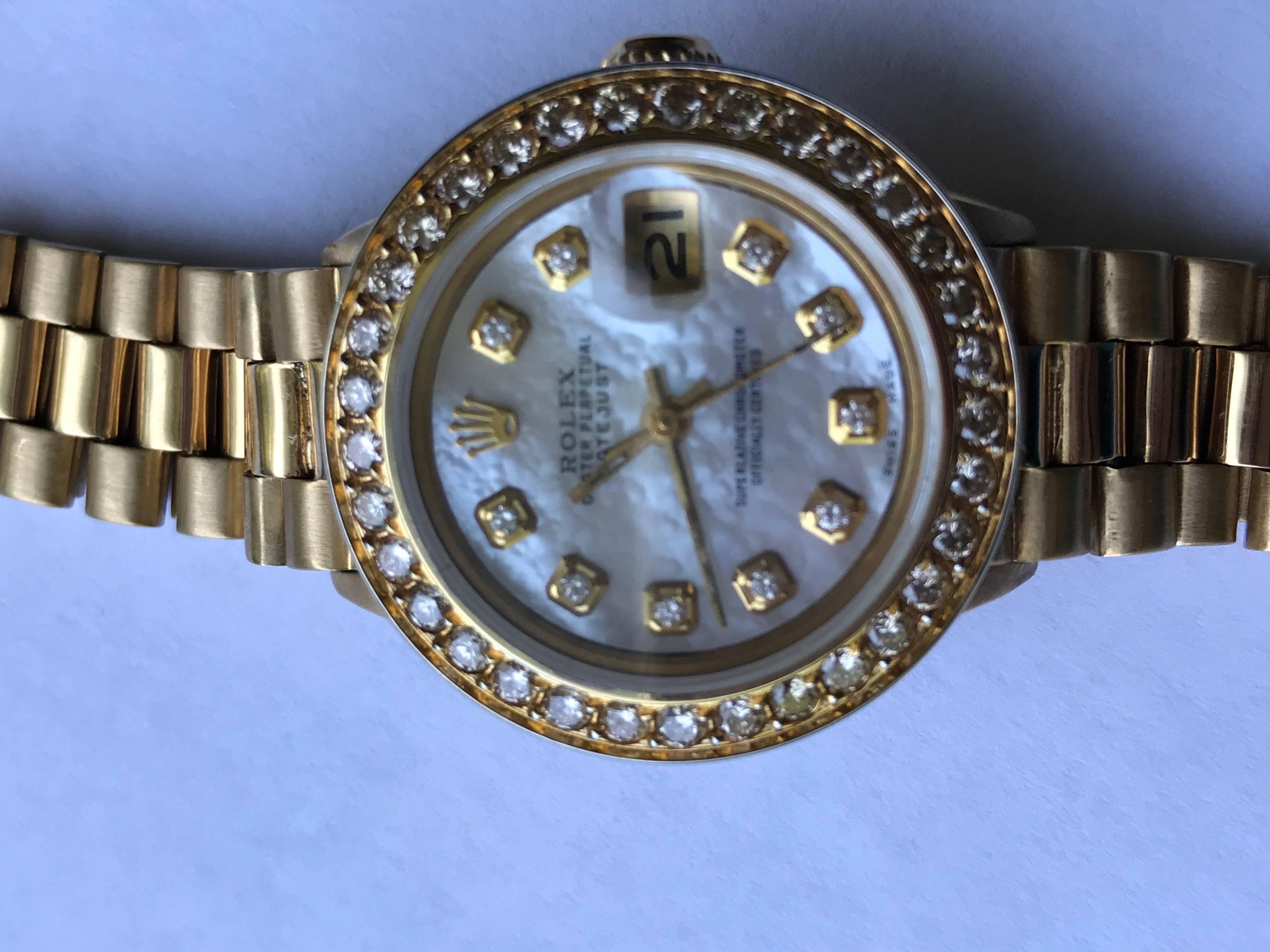 Rolex Ladies 18kt Yellow Gold Diamond President Datejust Wristwatch  3