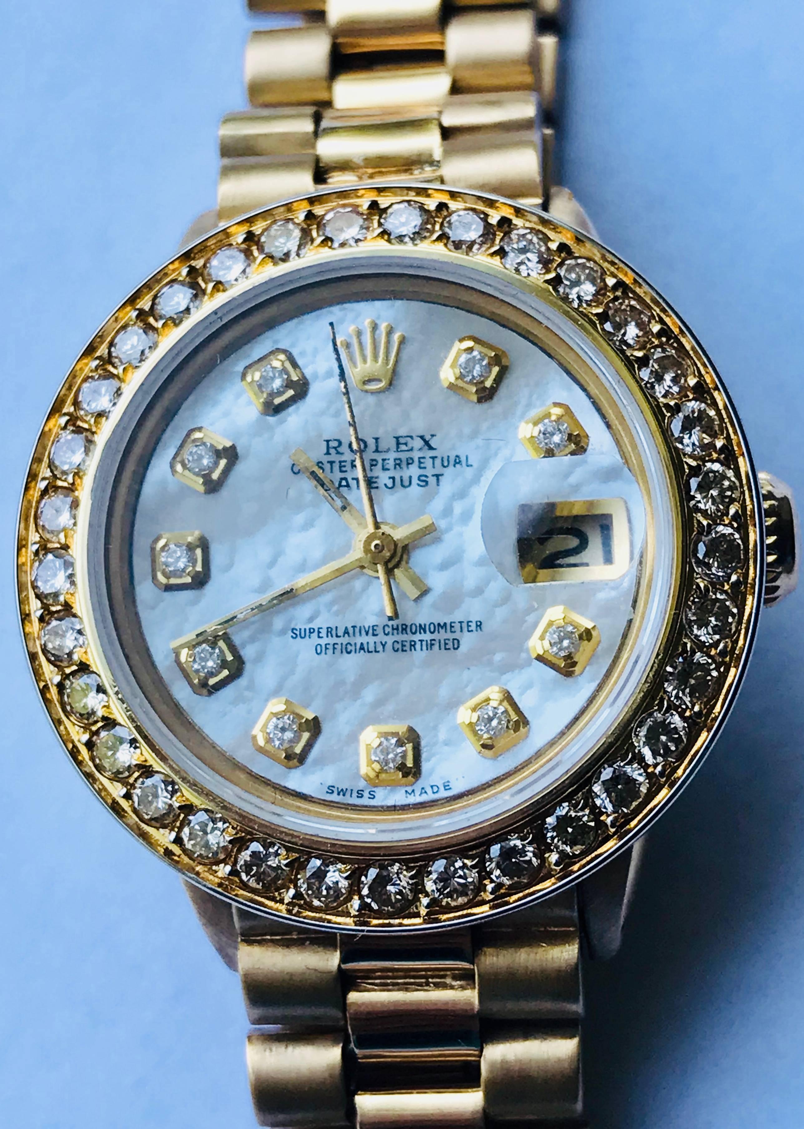 Rolex Ladies 18kt Yellow Gold Diamond President Datejust Wristwatch  4