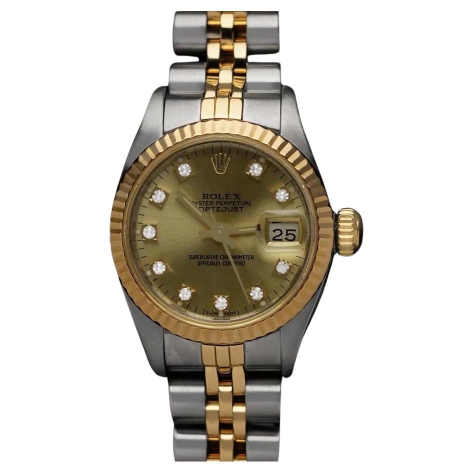 Rolex Ladies 2-Tone Datejust 67193 Uhr - 18K Gold, Edelstahl & Diamanten im Angebot