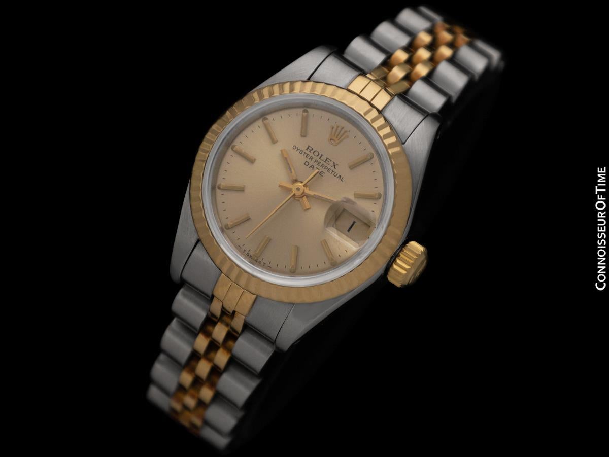 Rolex Damen 2-farbiges Datejust, Champagner-Zifferblatt - 18K Gold & Edelstahl, 69173 (Romantik)