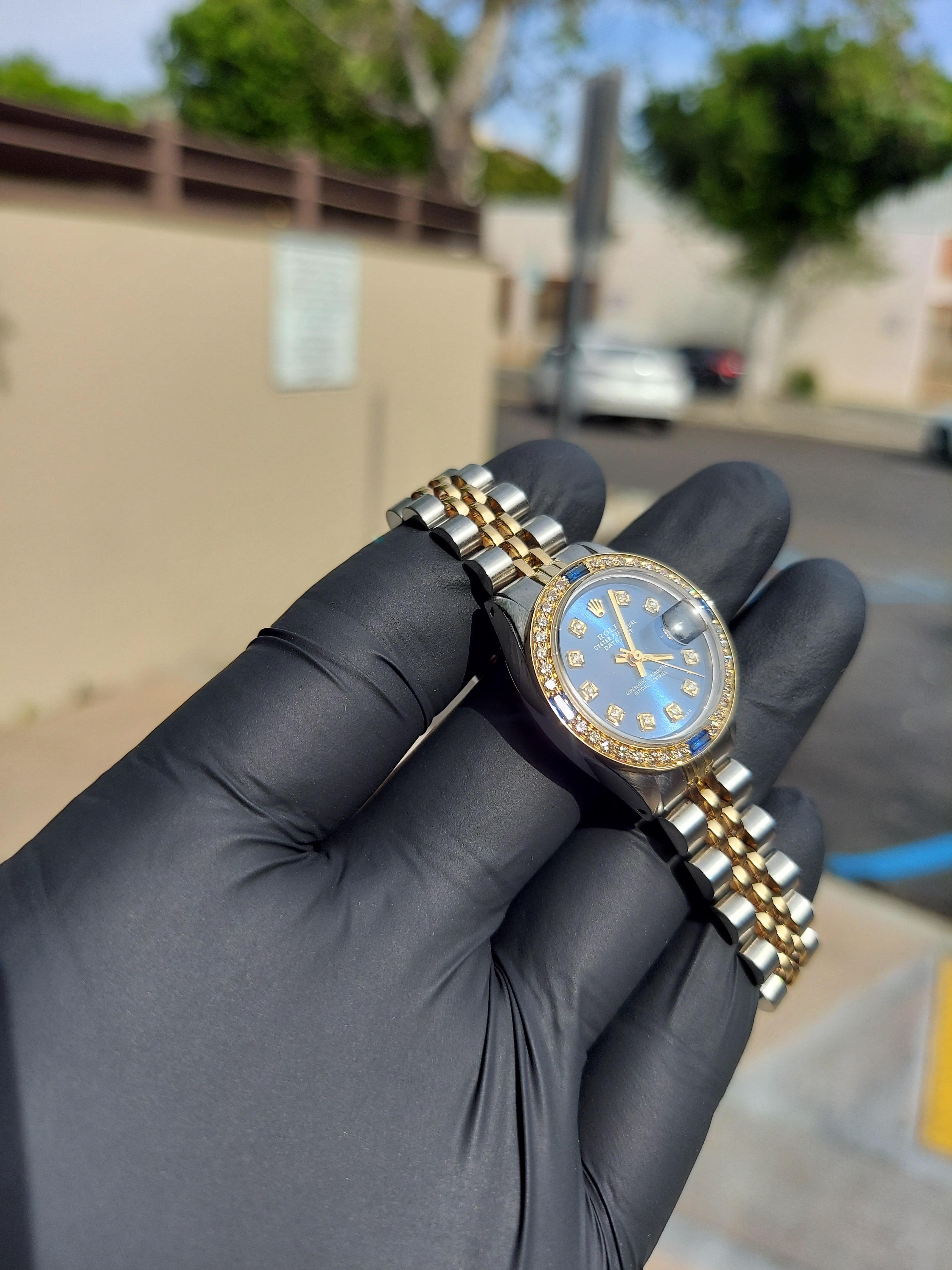 Rolex Damen Datejust 6917 Blauer Diamant-Saphir-Jubiläum im Zustand „Gut“ in San Fernando, CA