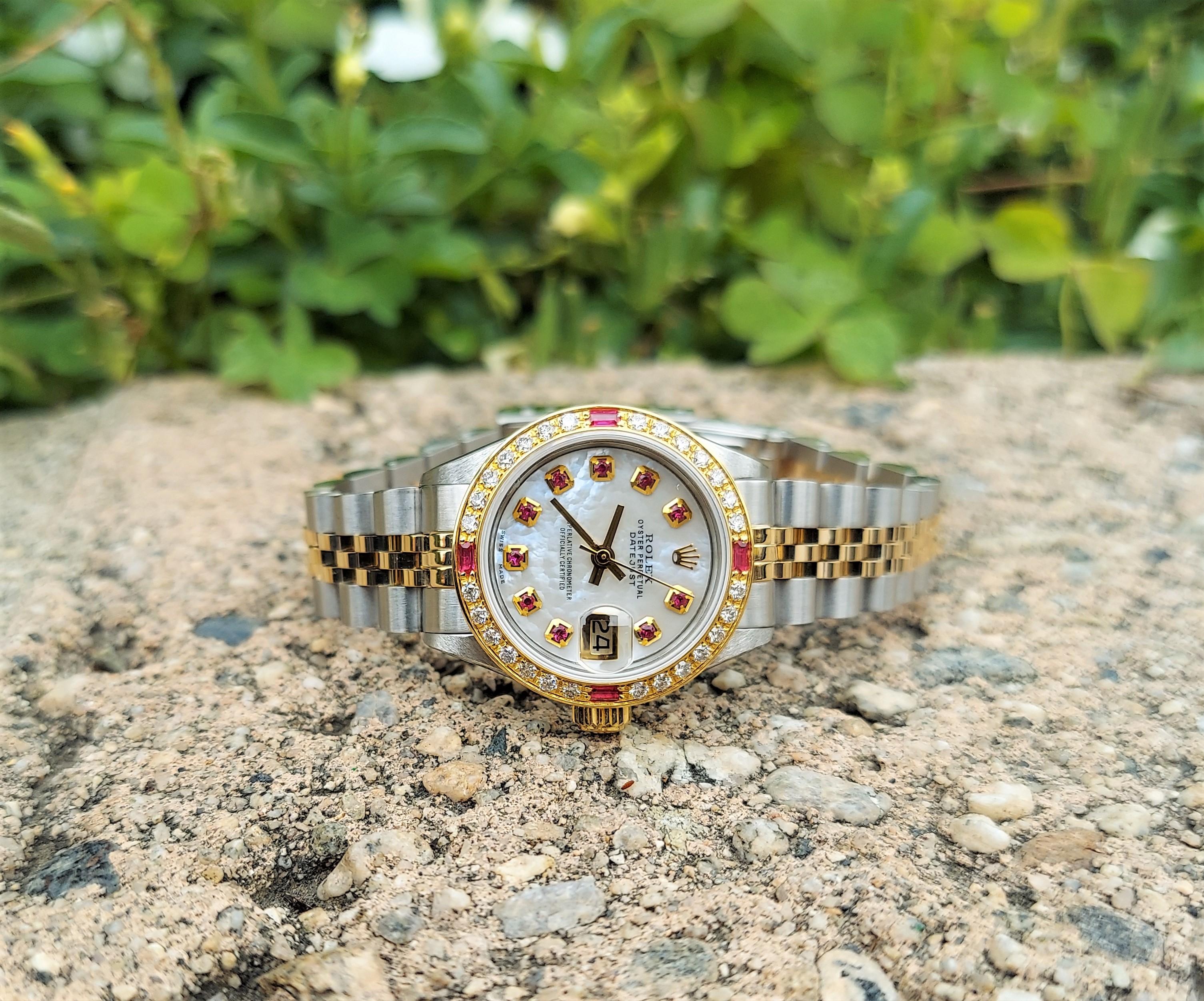 Round Cut Rolex Ladies Datejust 6917 Ruby Diamond Jubilee