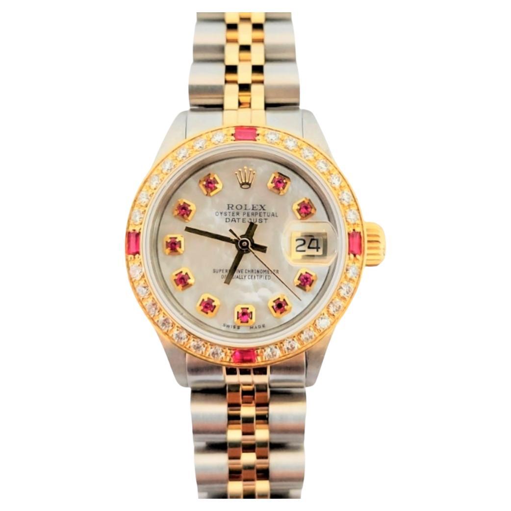 Rolex Datejust 6917, pour femmes 26 mm, rubis et diamants bicolores en vente