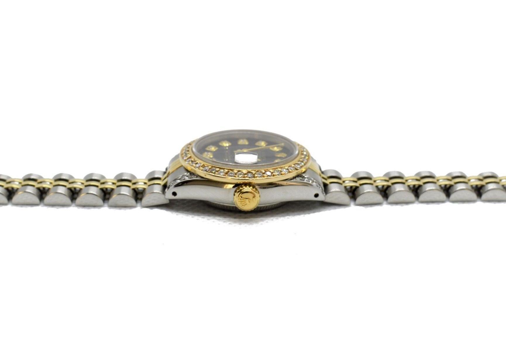 Rolex Damen 26mm Datejust 69173 Schwarzer Diamant jubilee (Moderne) im Angebot