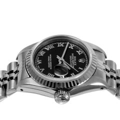 Rolex Ladies Datejust 69174 Black Roman Numeral Jubilee Steel