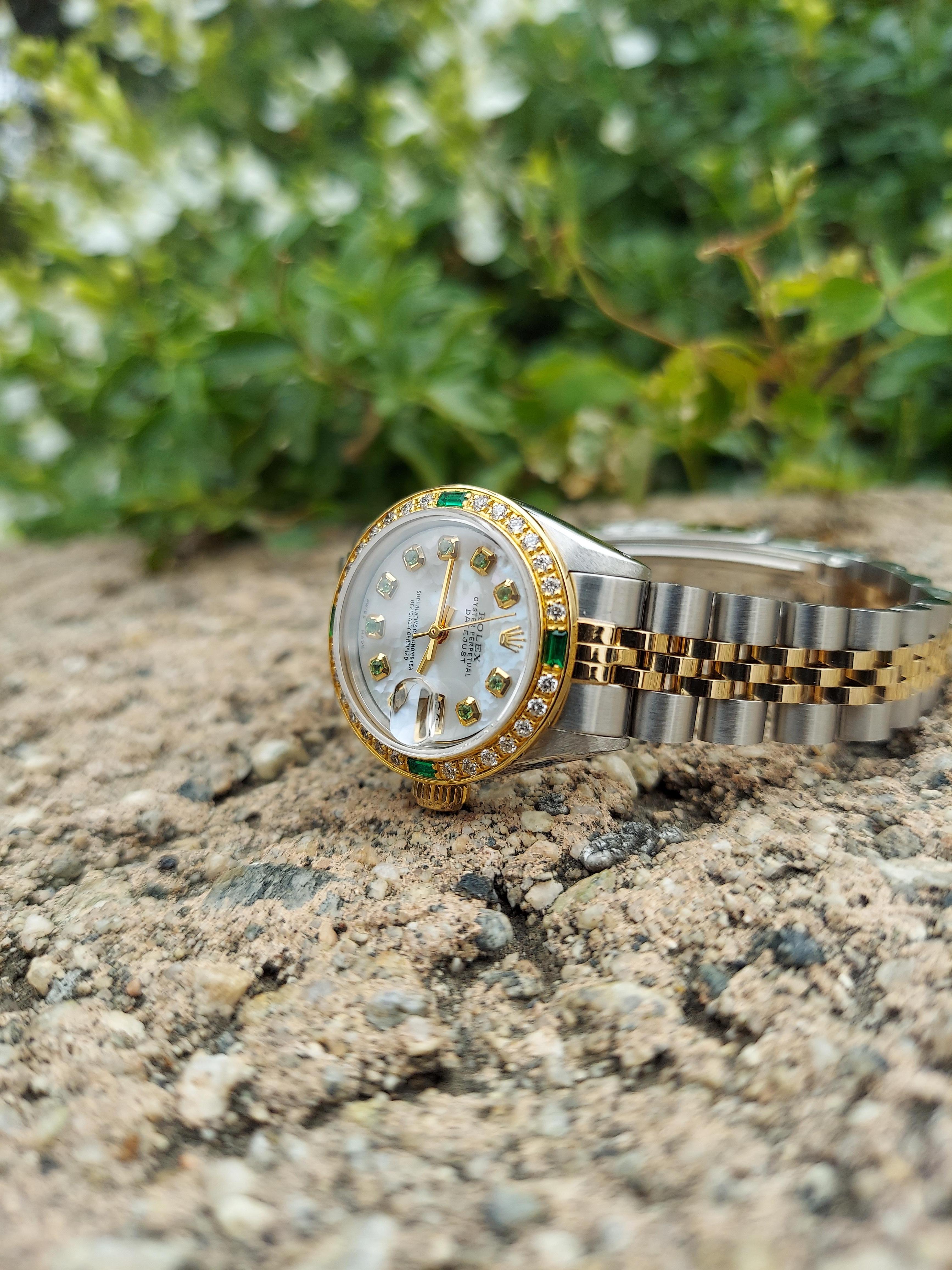 Donna Rolex Datejust da donna 26 mm  Smeraldo-Diamante Giubileo bicolore