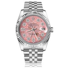 Rolex Damen Datejust SS Baguette-Uhr mit Diamant-Akzent 69174 
