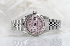 Rolex Ladies Datejust SS Pink String Diamond Dial Jubilee 69174 Watch