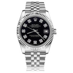Rolex Ladies Datejust Stainless Steel Black Dial Jubilee Bracelet Watch