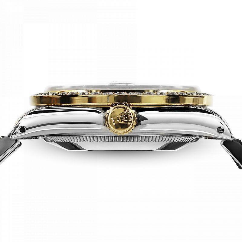 Round Cut Rolex Ladies Datejust Two Tone Diamond Bezel & Lugs Salmon Dial Watch 69173 For Sale
