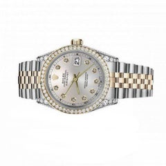 Rolex Ladies Datejust Two Tone Diamond Bezel & Lugs Silver Dial Watch