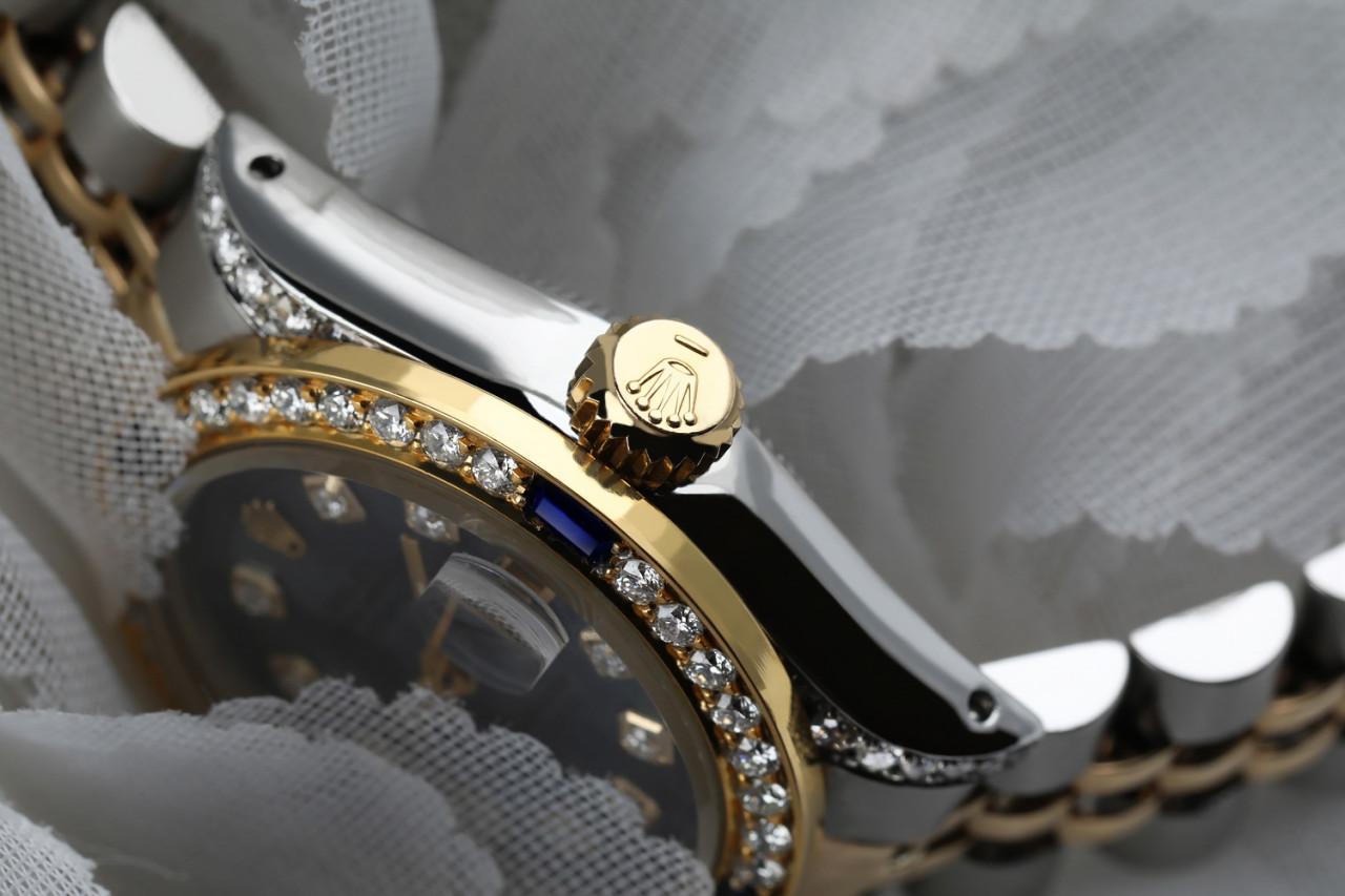 Rolex Damen 26mm Datejust zweifarbige Tahiti-Diamant-Zifferblattuhr mit Jubiläum im Zustand „Hervorragend“ im Angebot in New York, NY