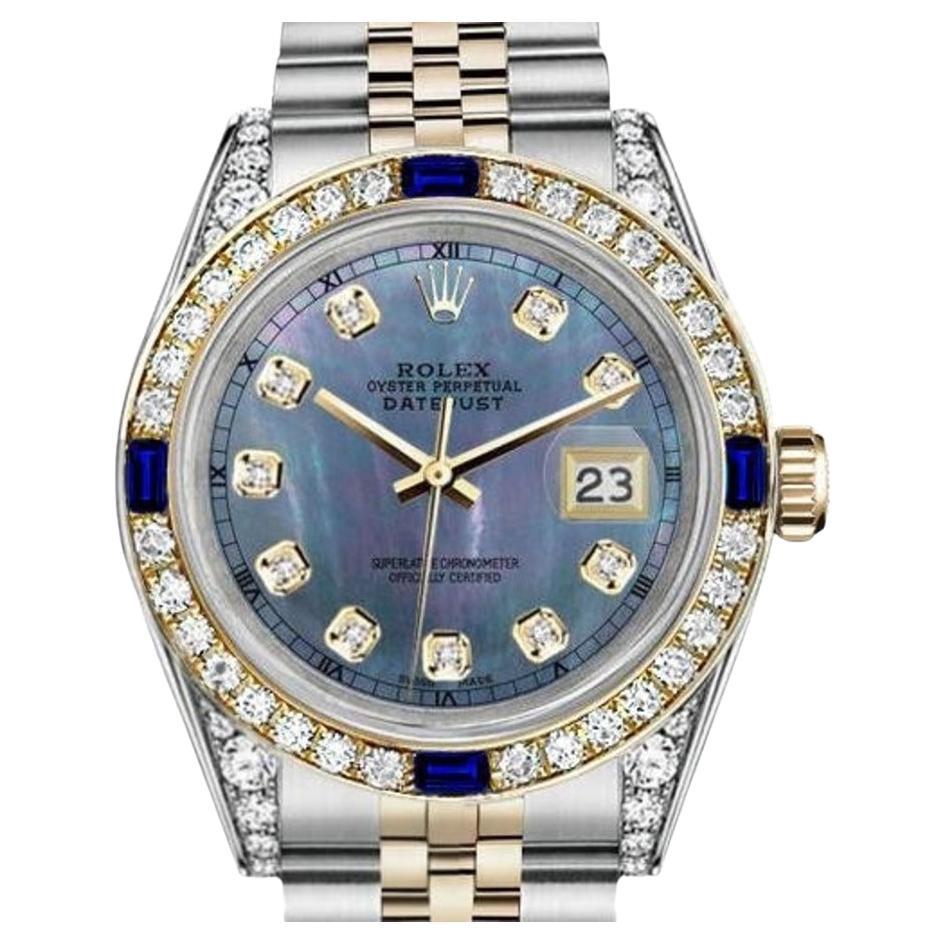 Rolex Ladies 26mm Datejust Two Tone Jubilee Tahitian MOP Diamond Dial Watch